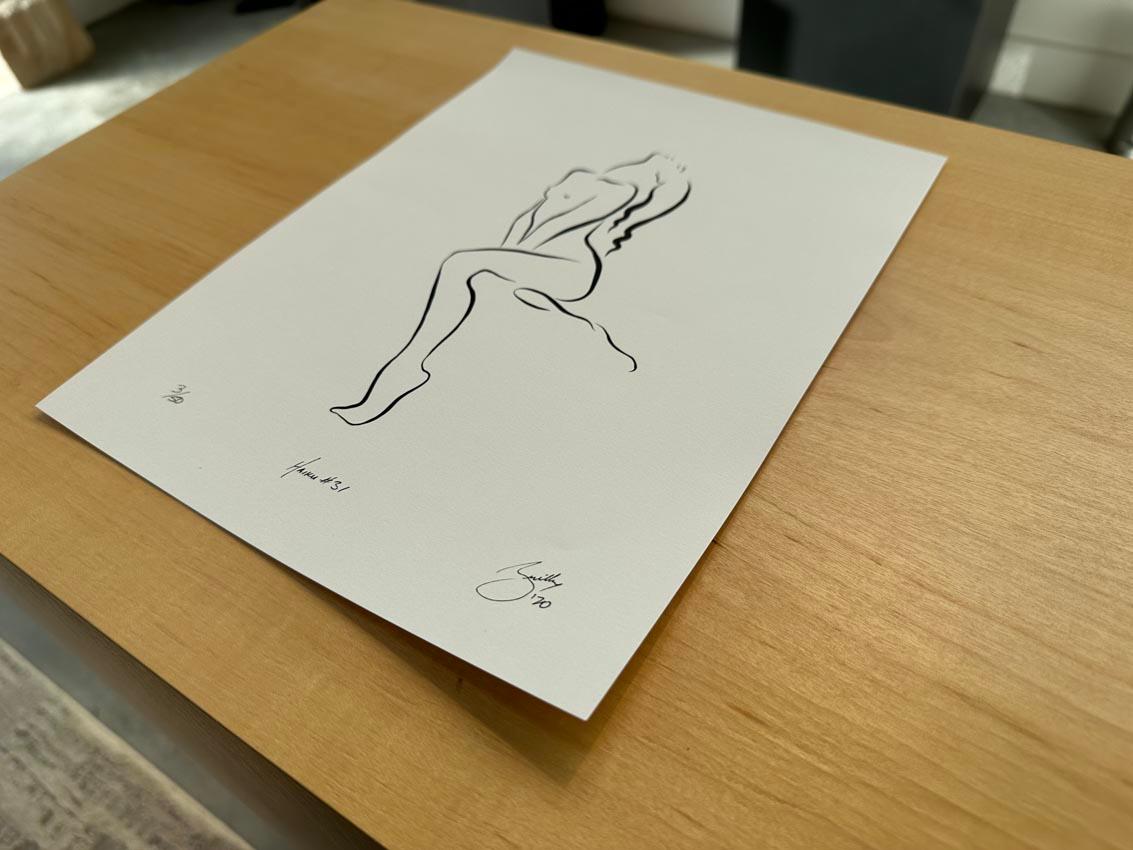 Haiku #31 - Digital Vector Drawing Sitting Female Nude Woman Figure Head Back For Sale 6