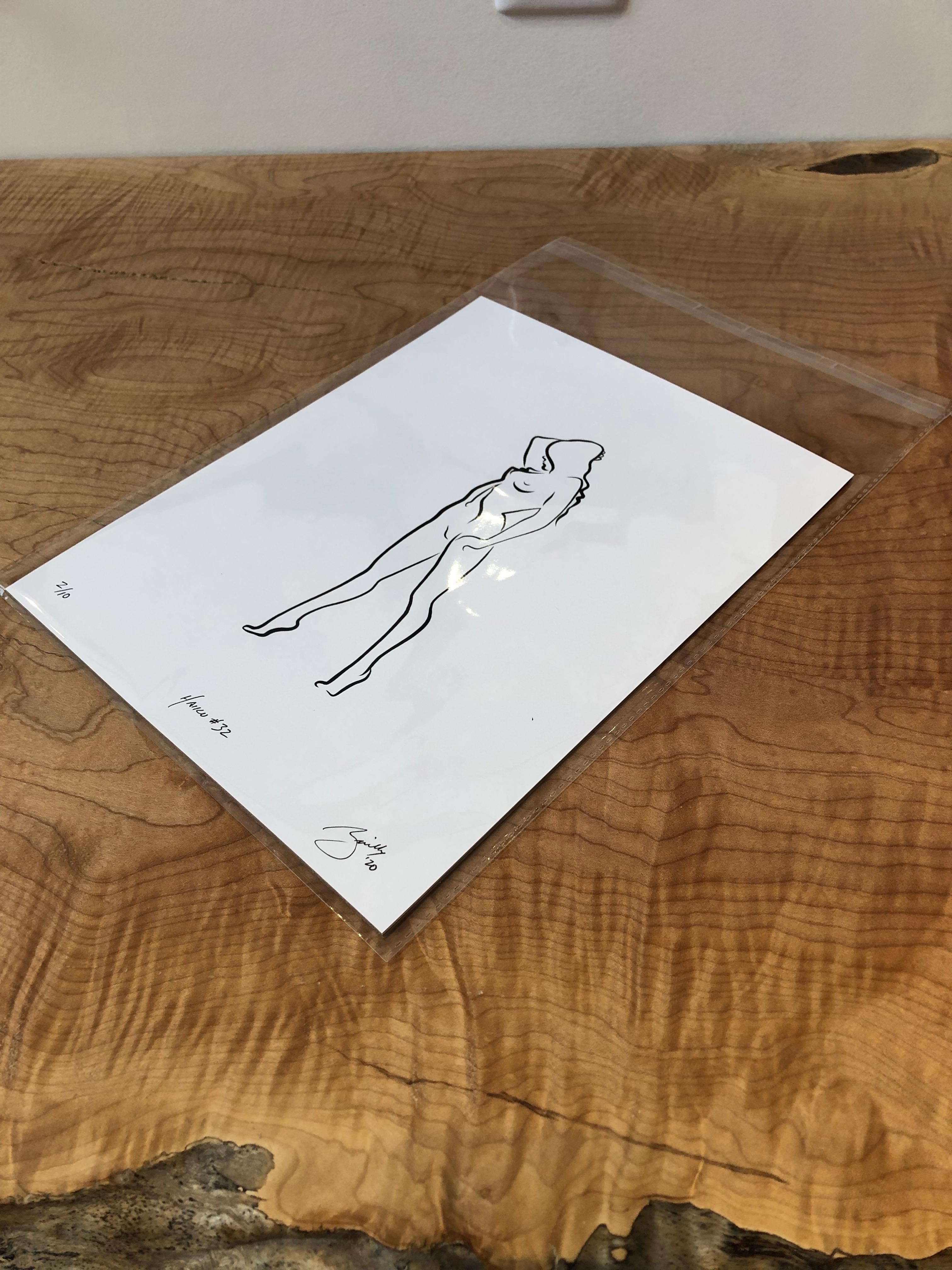 Haiku #32, 1/50 - Digital Vector Drawing Standing Female Nude Viewed Front - Contemporary Art by Michael Binkley