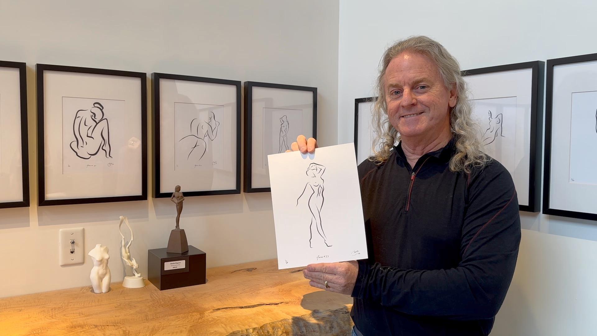Haiku #33, 2/50 - Digital Vector Drawing Striding Female Nude Woman Figure Hand  For Sale 2