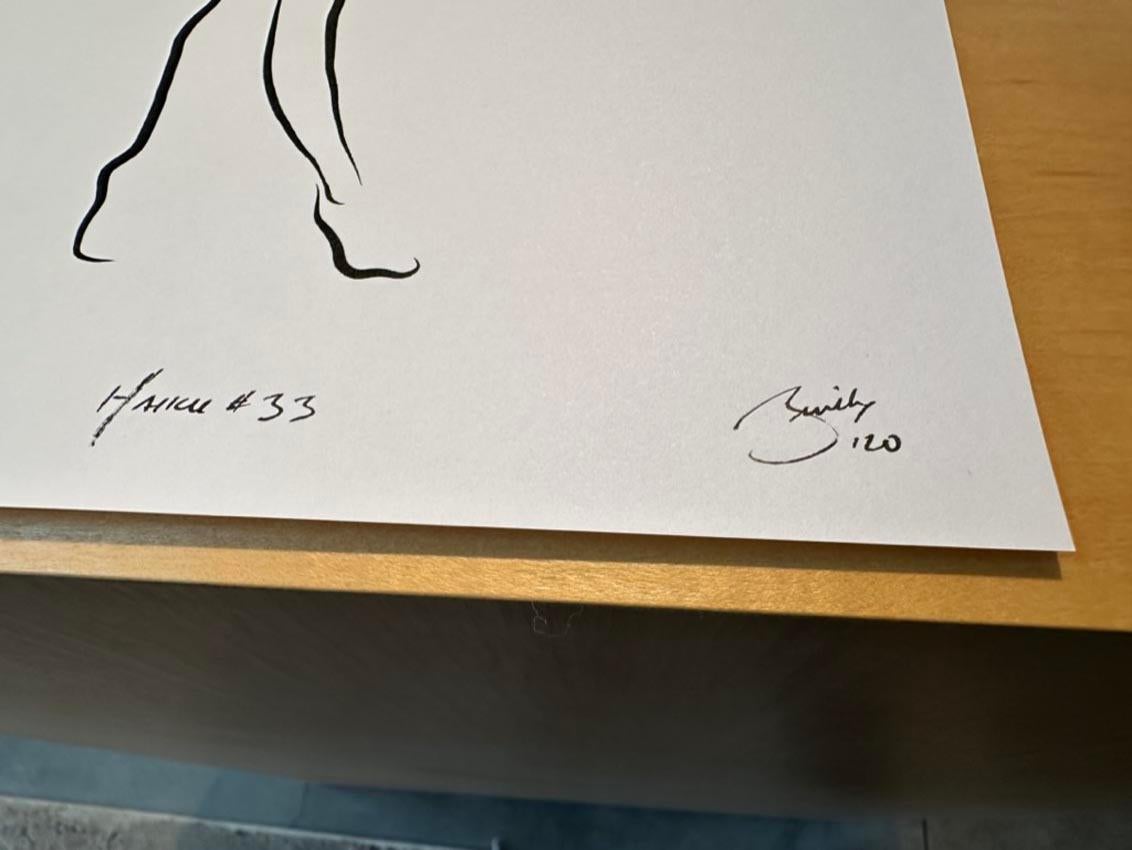 Haiku #33 - Digital Vector Drawing Striding Female Nude Woman Figure Hand Raised For Sale 3