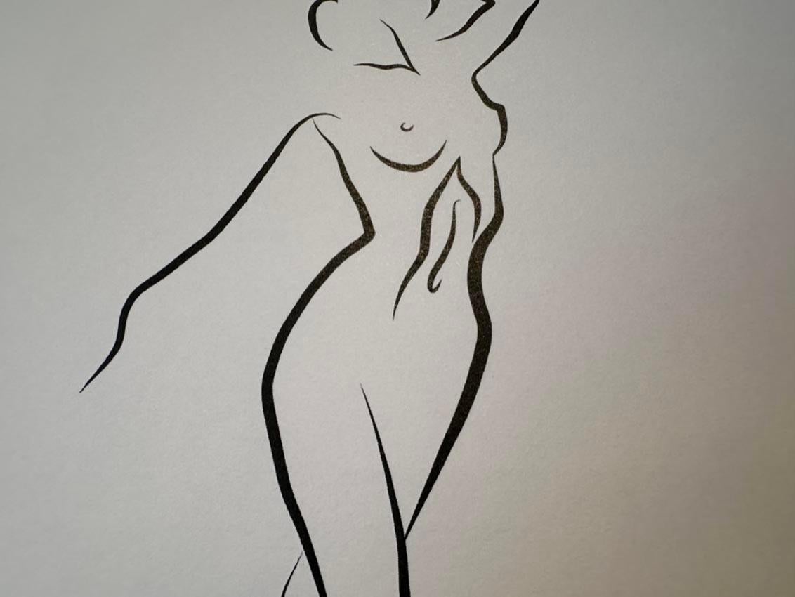 Haiku #33 - Digital Vector Drawing Striding Female Nude Woman Figure Hand Raised For Sale 5