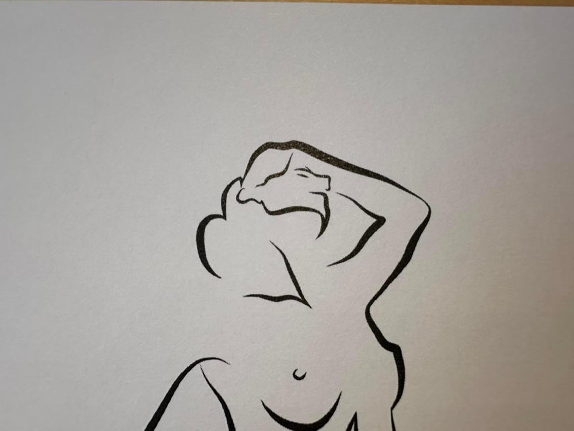 Haiku #33 - Digital Vector Drawing Striding Female Nude Woman Figure Hand Raised For Sale 6