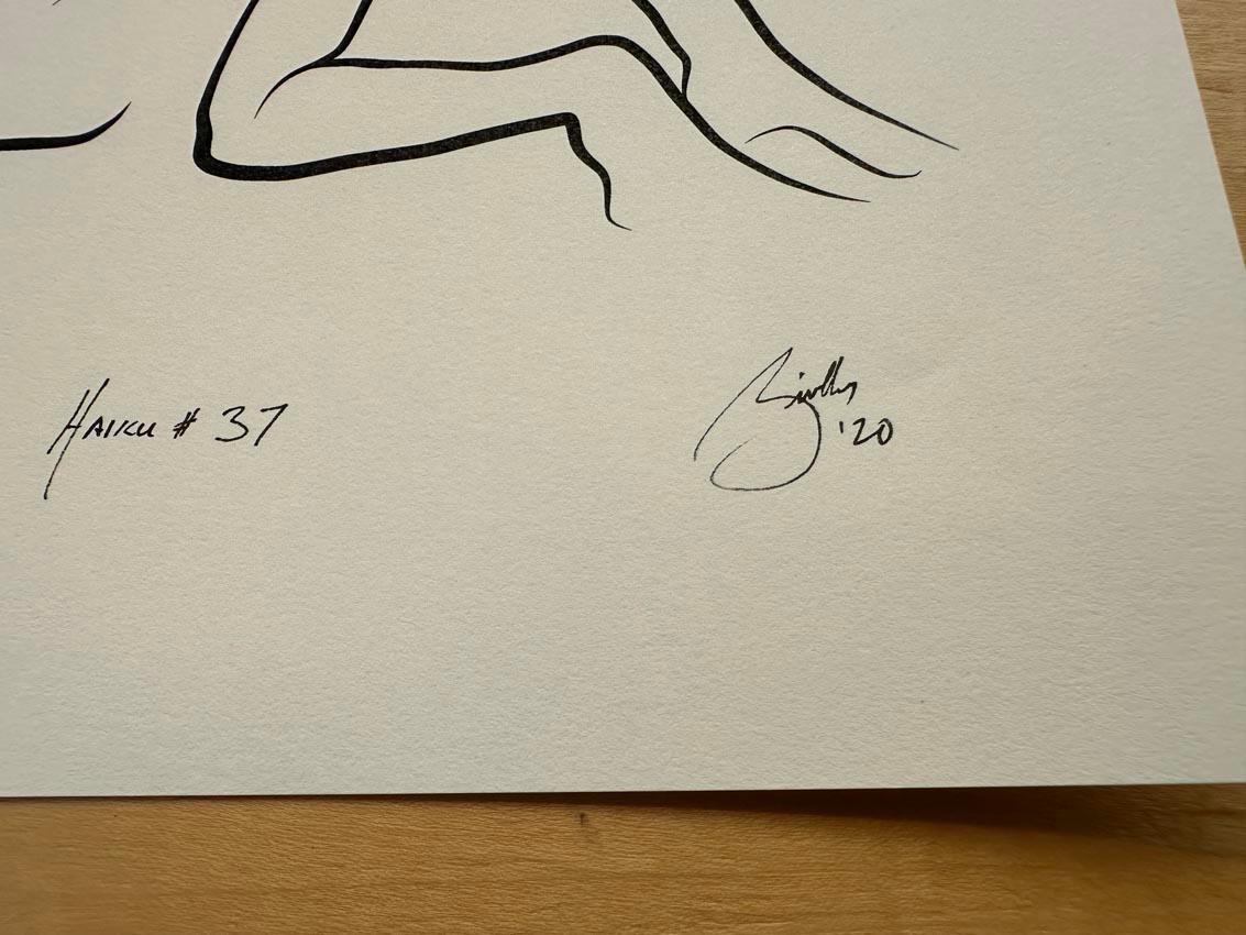 Haiku #37 - Digital Vector Drawing Dynamic Pose Seated Female Nude Woman Figure For Sale 3
