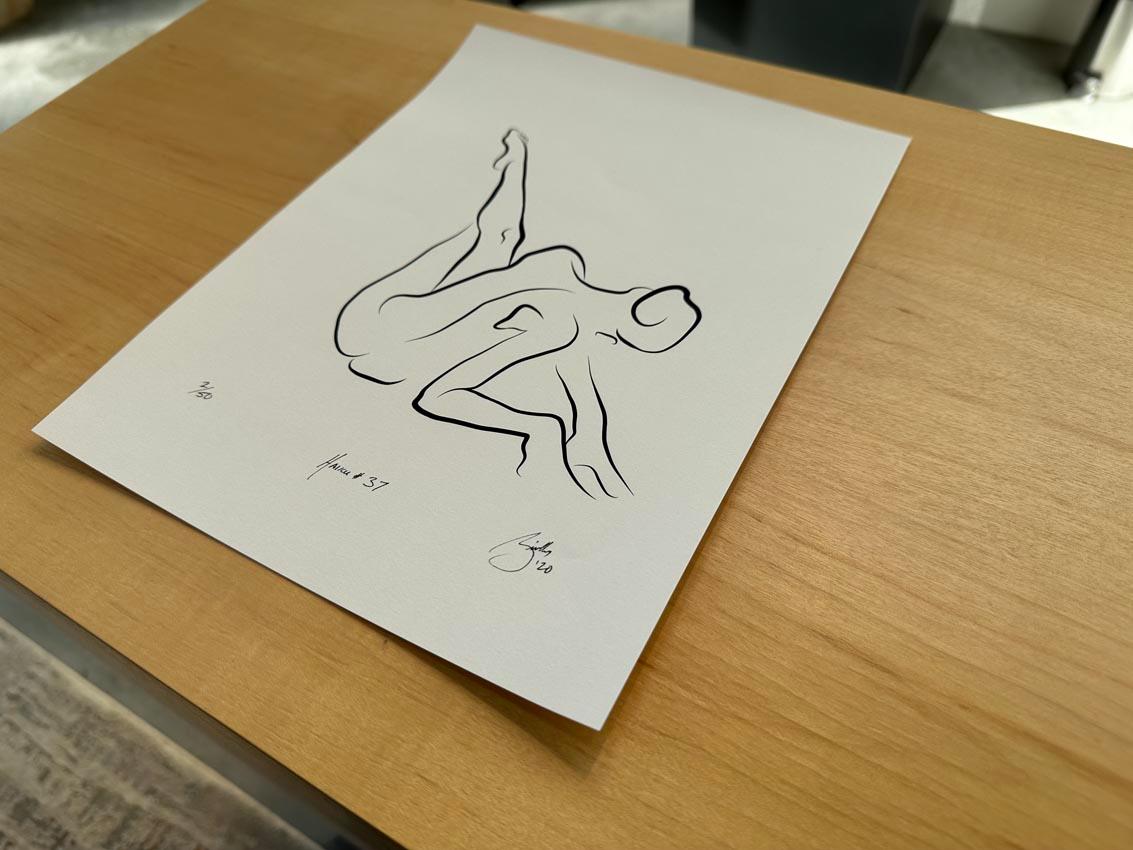 Haiku #37 - Digital Vector Drawing Dynamic Pose Seated Female Nude Woman Figure For Sale 8