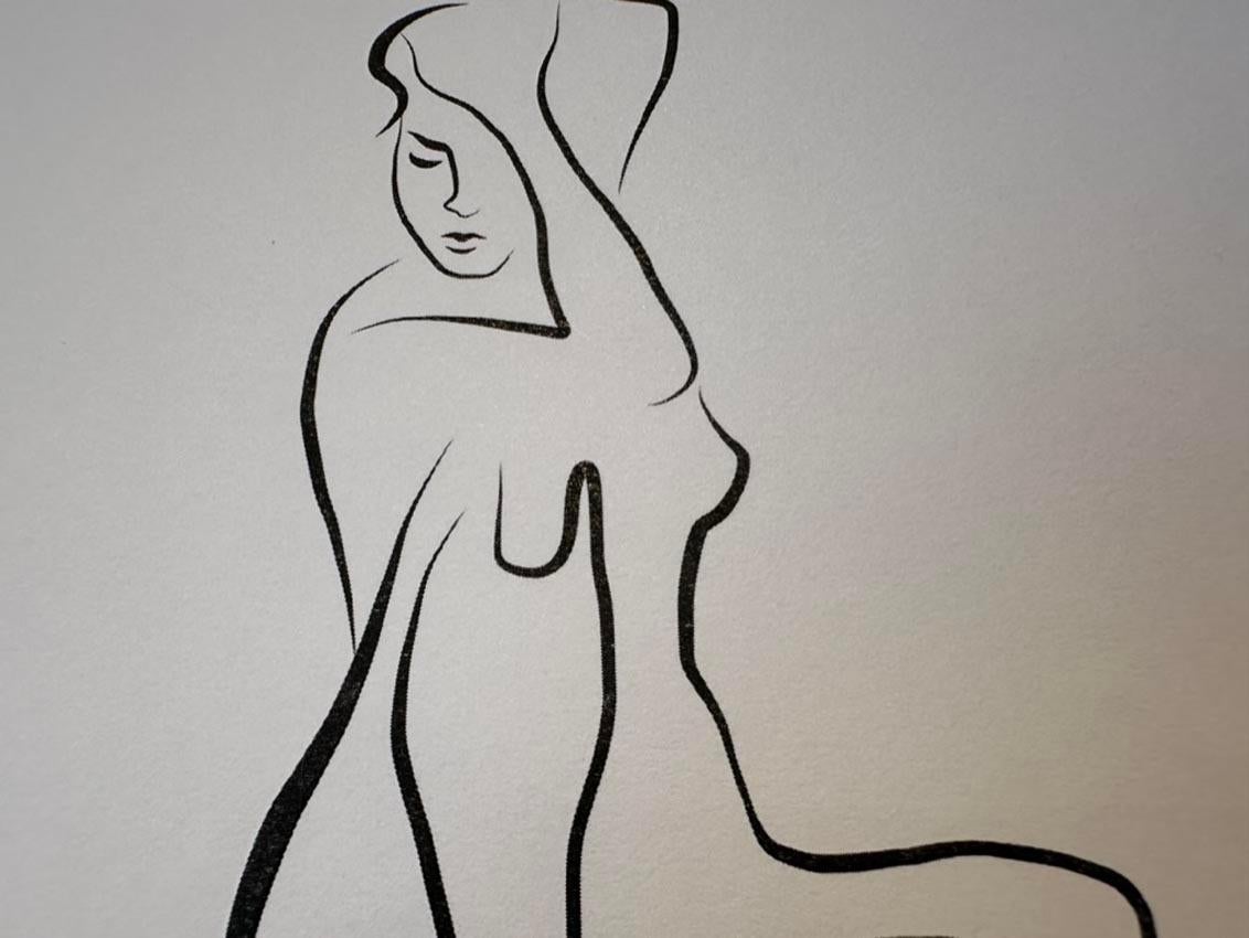 Haiku #41 - Digital Vector Drawing Sitting Female Nude Woman Figure Deep Thought For Sale 5