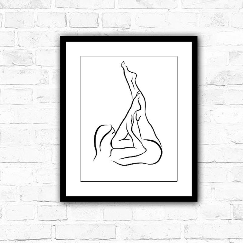 Haiku #42 - Digital Vector Drawing Female Nude Woman Figure On Back Stretching

This is a limited edition (50) digital black & white print of a reclining female nude, executed in 17 vector lines. It is part of a series called Haiku, after the style