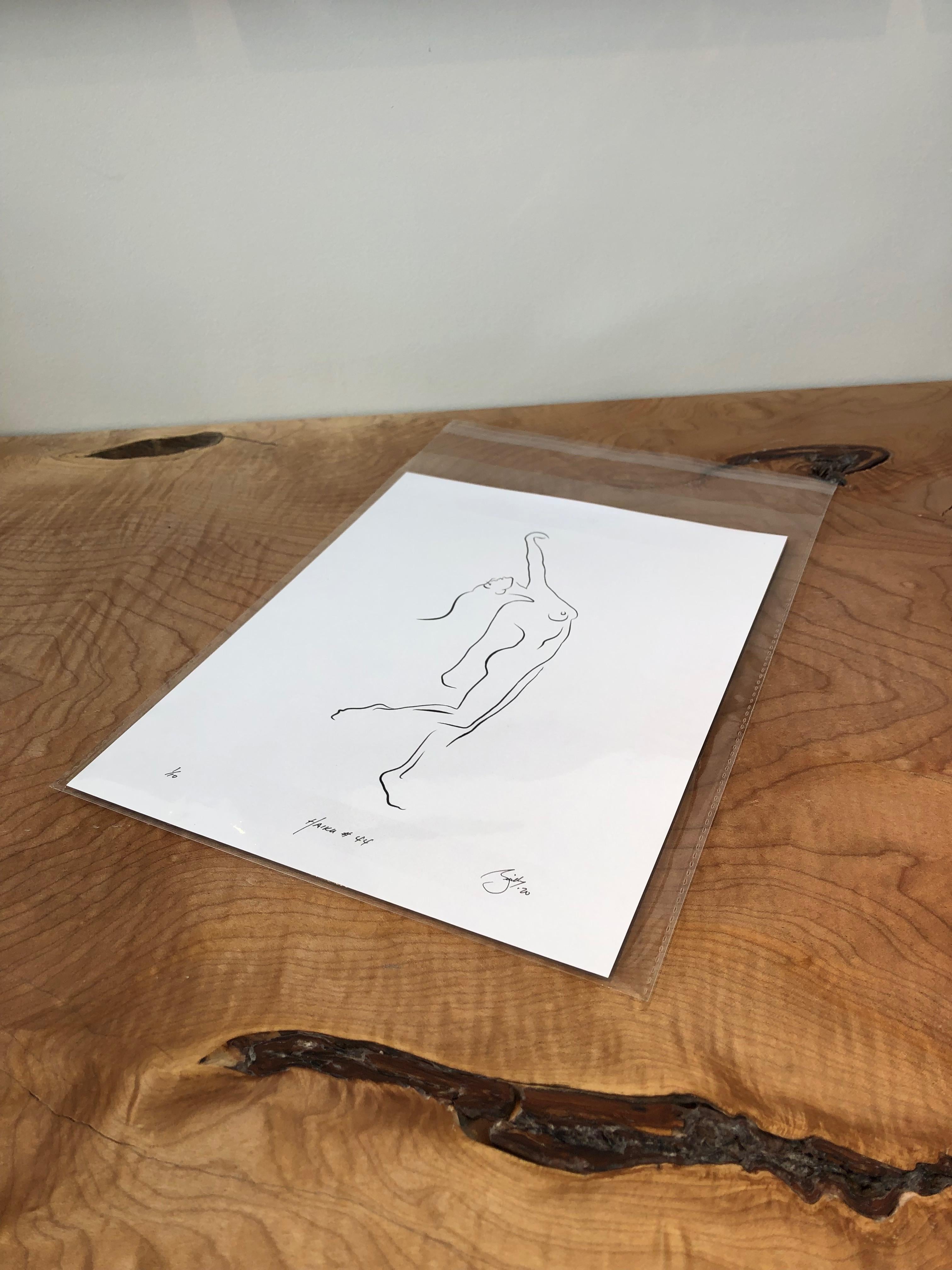 Haiku #44 - Digital Vector Drawing Dancing Female Nude Woman Figure Head Back - Constructiviste Art par Michael Binkley