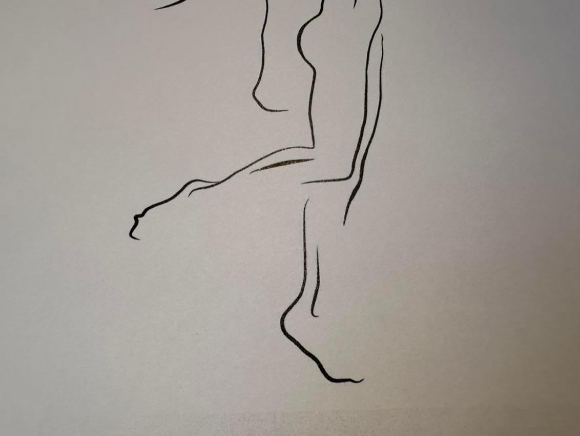 Haiku #44 – Digitale Vector-Zeichnung, tanzende weibliche Aktfigur mit Kopfrücken im Angebot 2