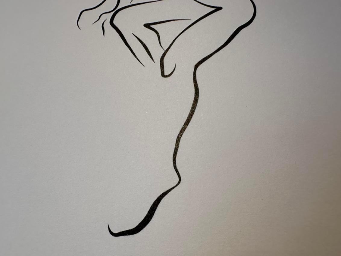 Haiku #46 - Digital Vector Drawing Seated Female Nude Woman Figure Short Hair For Sale 4