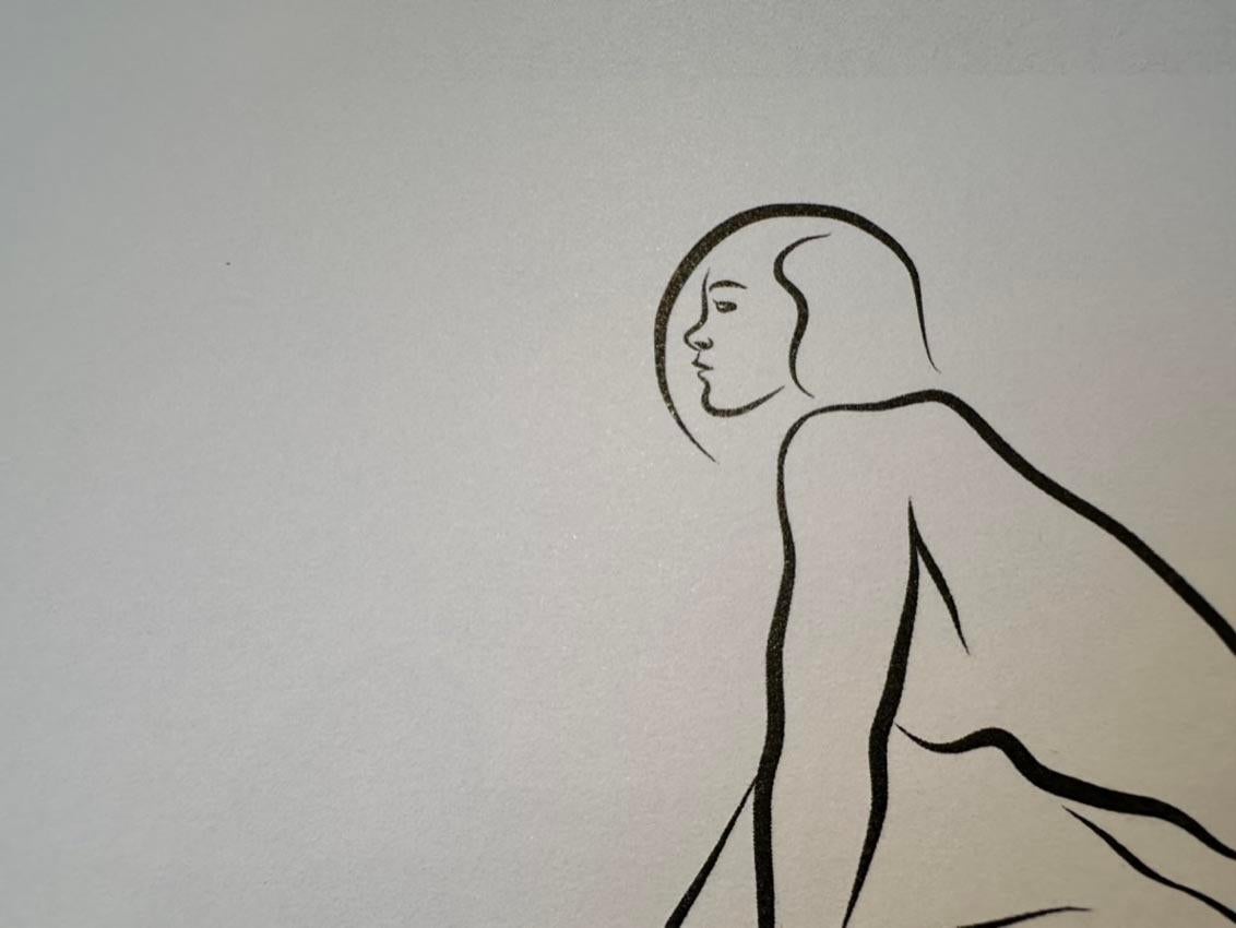 Haiku #46 – Digitale Vector-Zeichnung, sitzende weibliche Aktfigur, Kurzhaar im Angebot 4