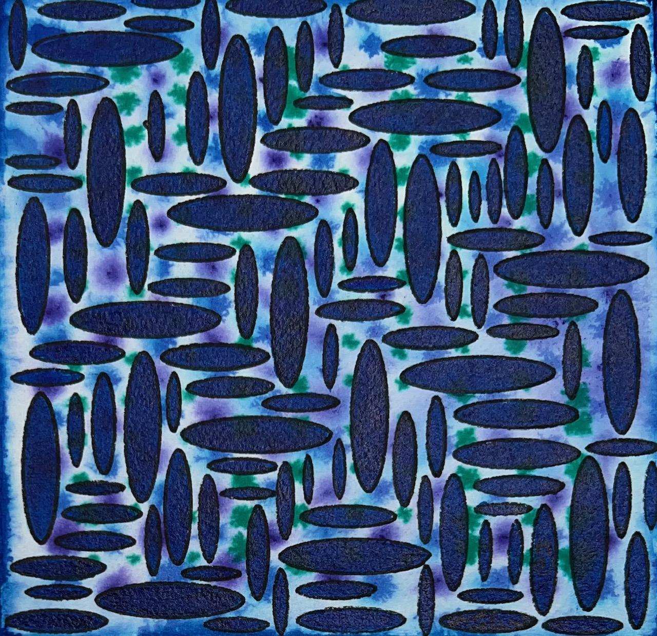 Shanthi Chandrasekar Abstract Drawing - Black Holes & Wormholes - Blue Green