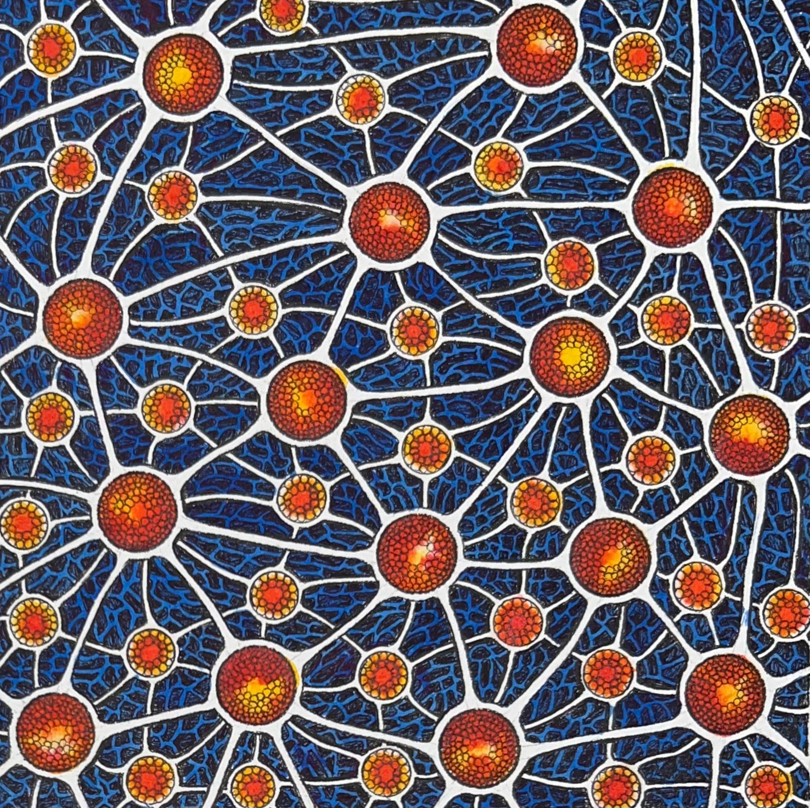 Shanthi Chandrasekar Abstract Drawing – Kosmisches Netz - Filamente