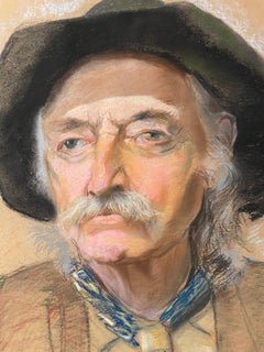 original Ronald Shap oil pastel character portrait - Ol' California