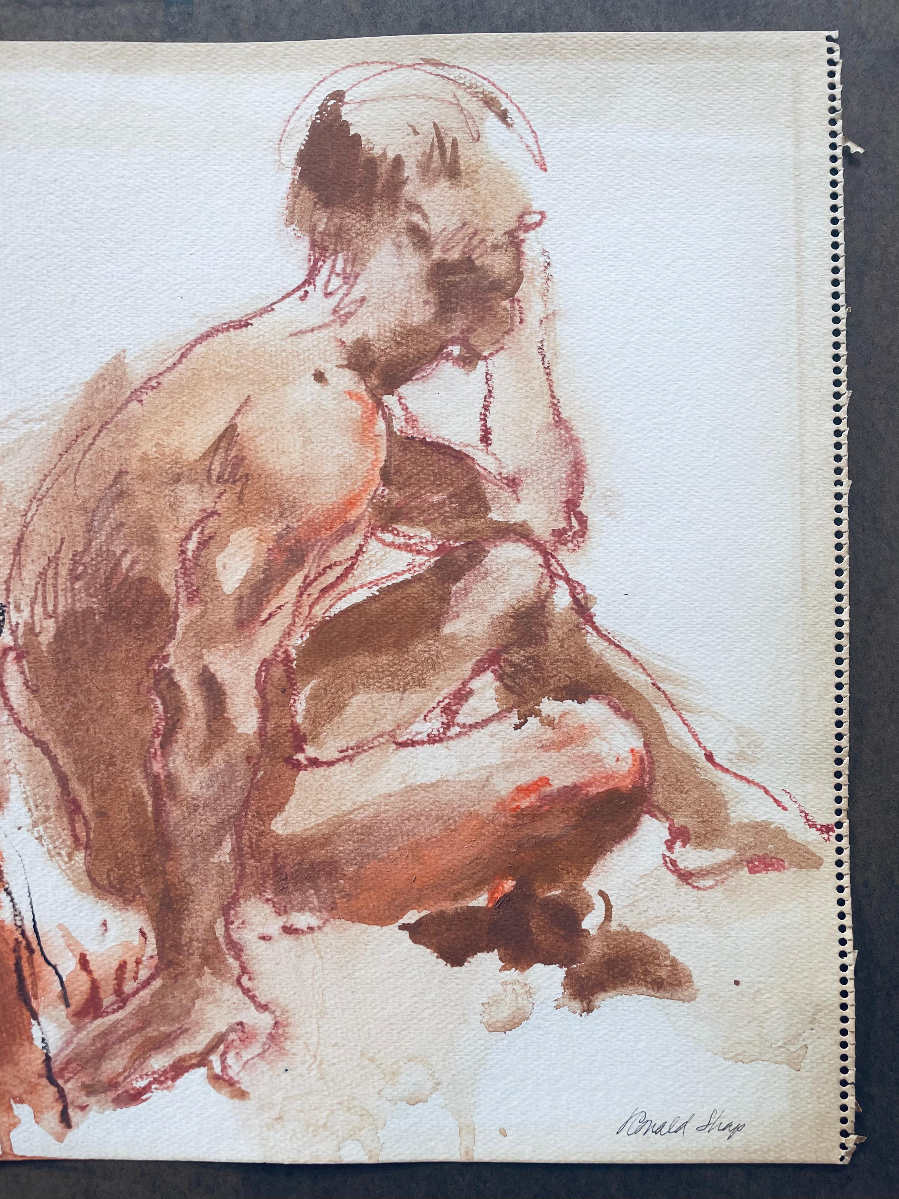 Original Ronald Shap figure drawing, signed For Sale 5