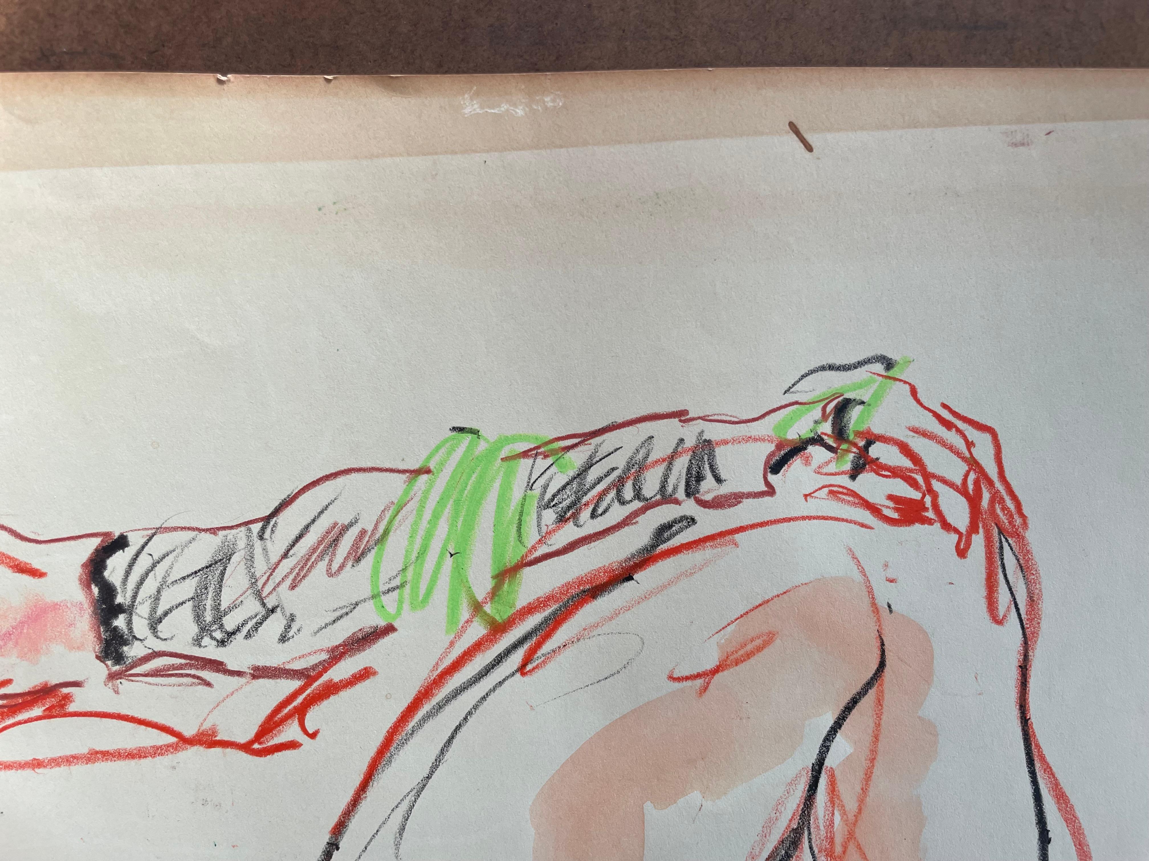 Original Ronald Shap figure drawing, signed For Sale 6