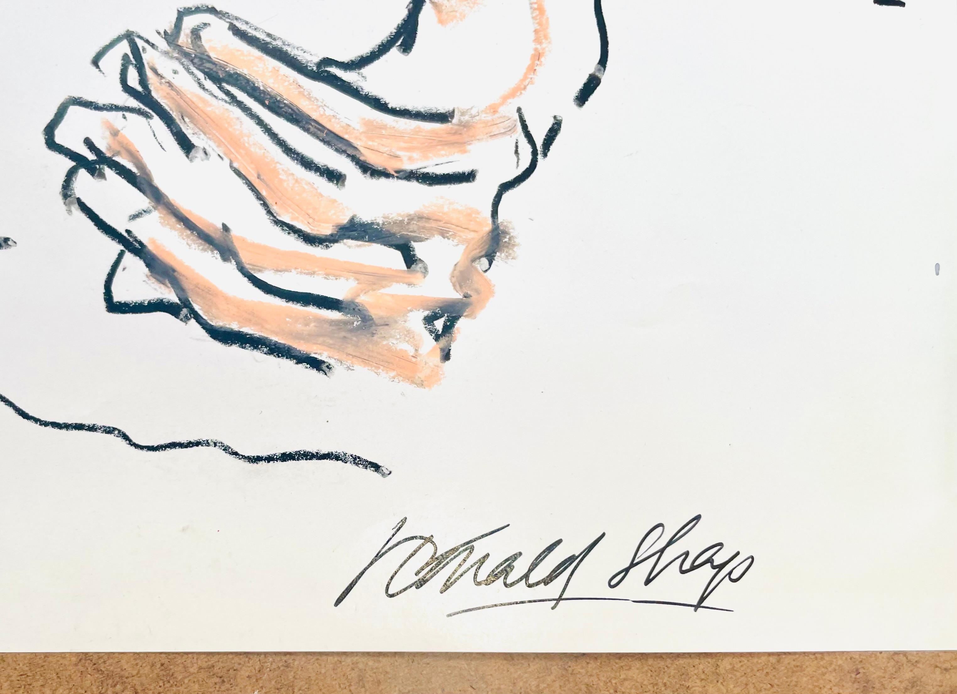 Original Ronald Shap figure drawing, signed 5