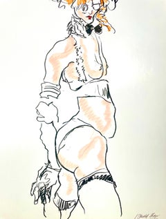 Original Ronald Shap figure drawing, signed