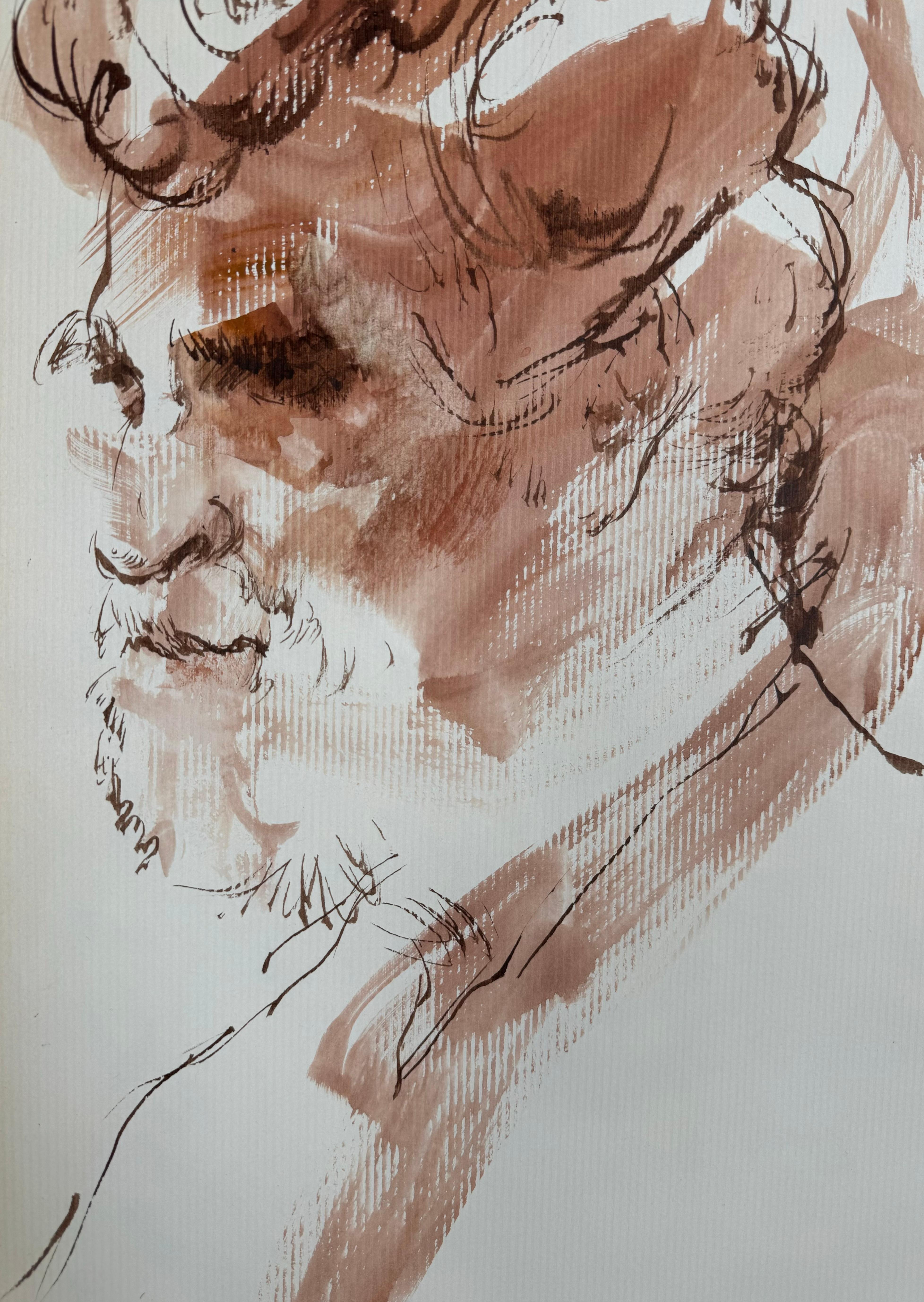 Original Ronald Shap figure drawing, signed For Sale 1