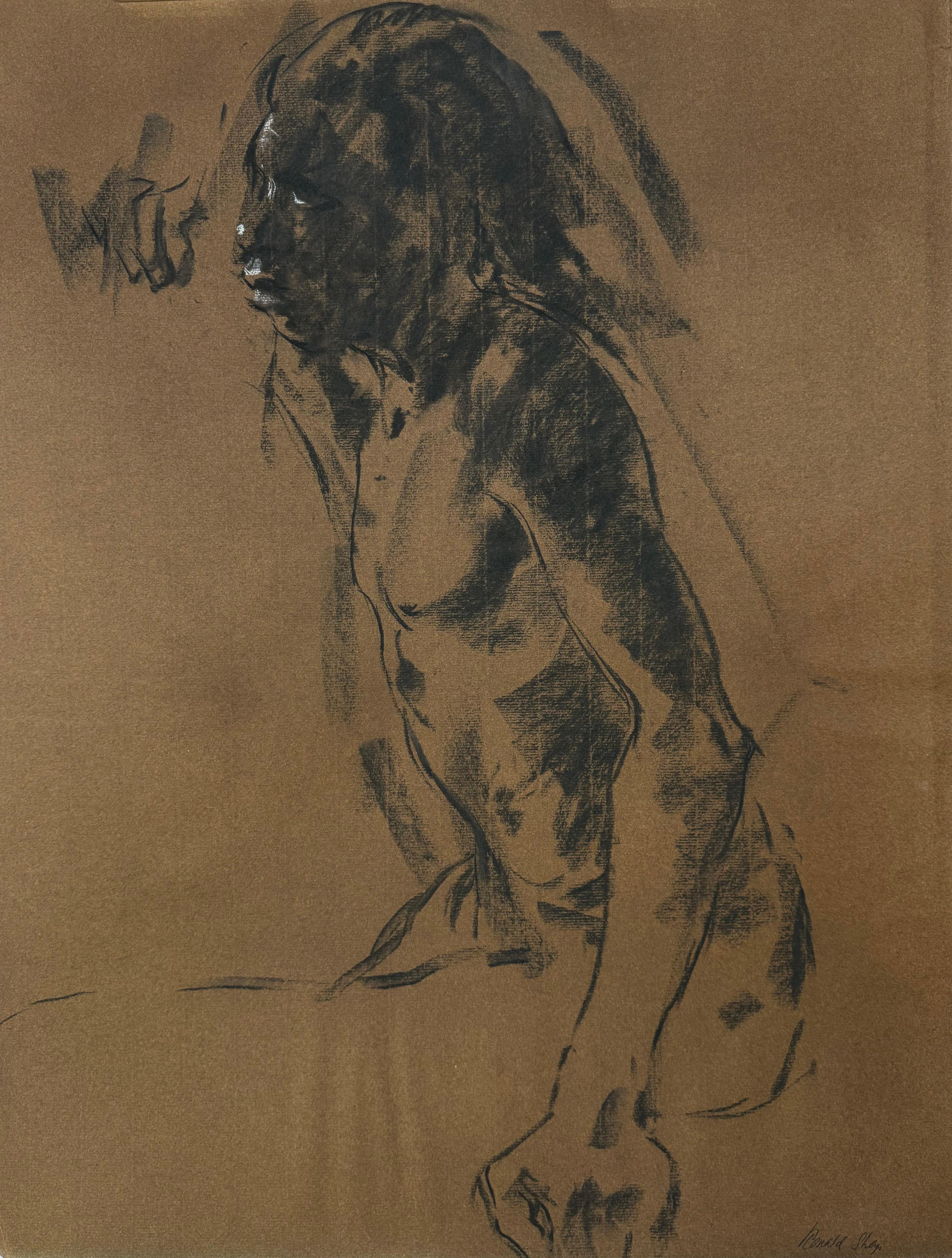 Original Ronald Shap figure drawing, signed