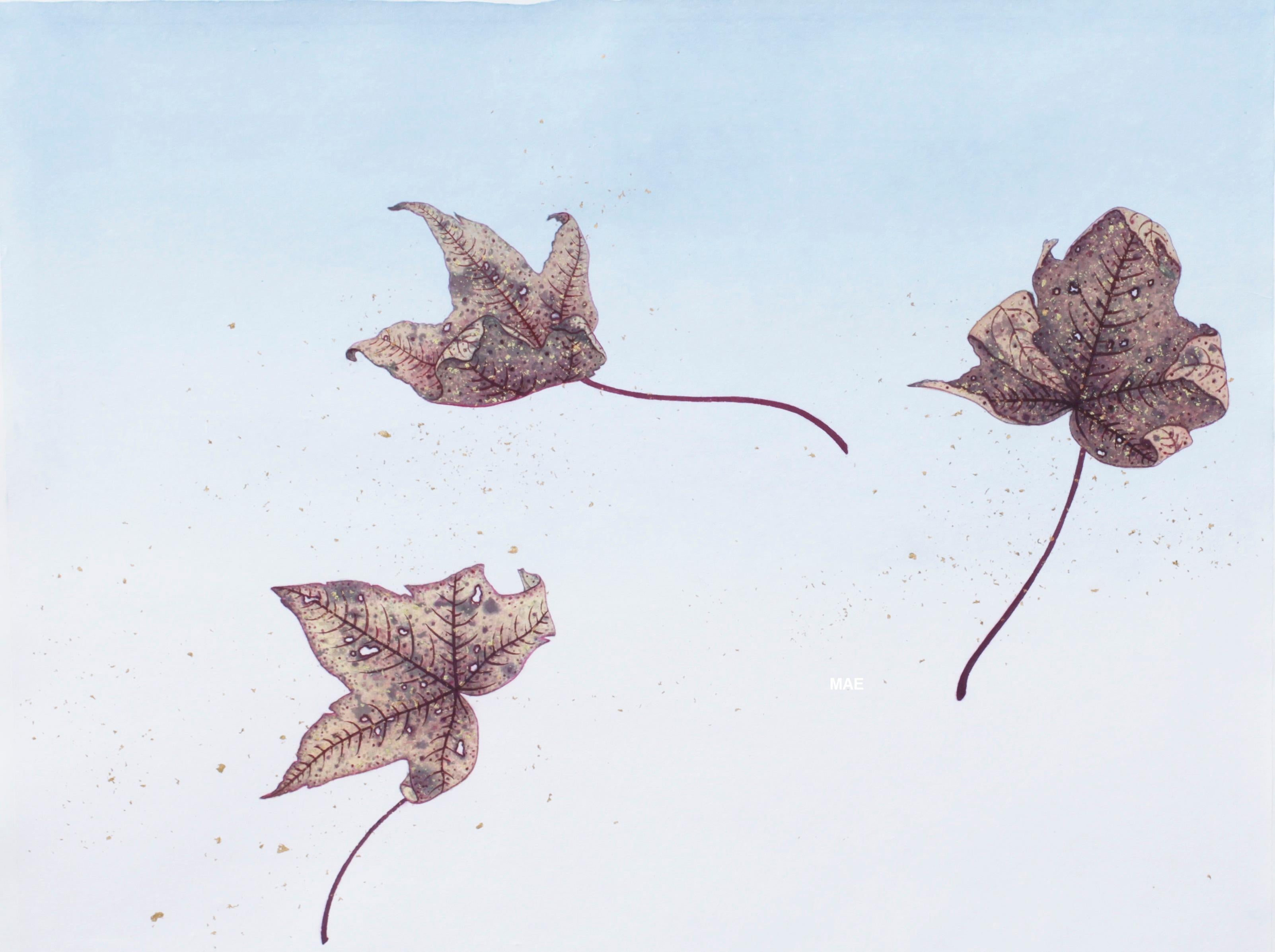 Contemporary Chinese Ink - Dancing in the Wind II (triptych) 21x17.5