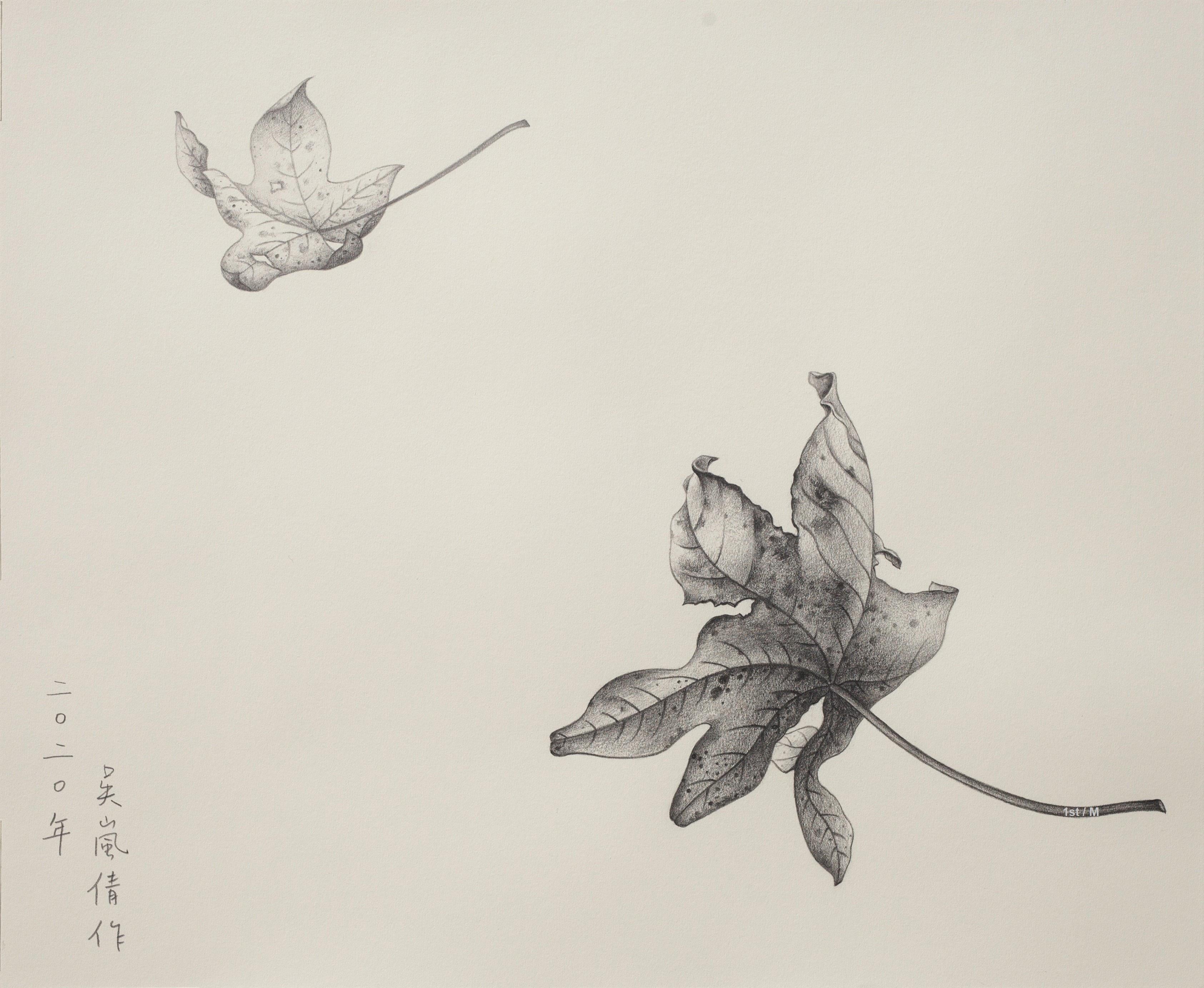 Wu Lan-Chiann Figurative Art - Drawing - Pencil on paper -  Study of Dancing with the Wind III - custom framed