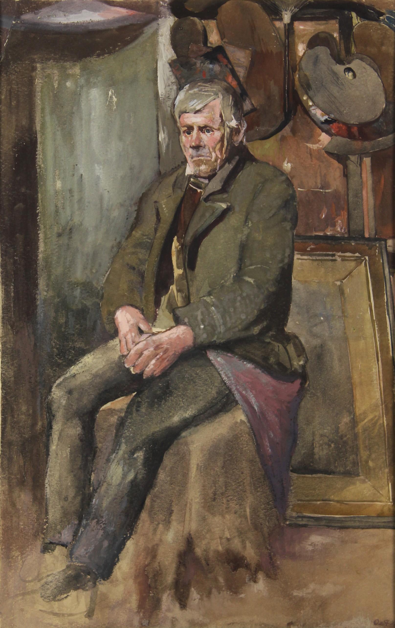 Otto von Faber du Faur Portrait – Der Mann im Atelier – Über Kunst nachdenken –