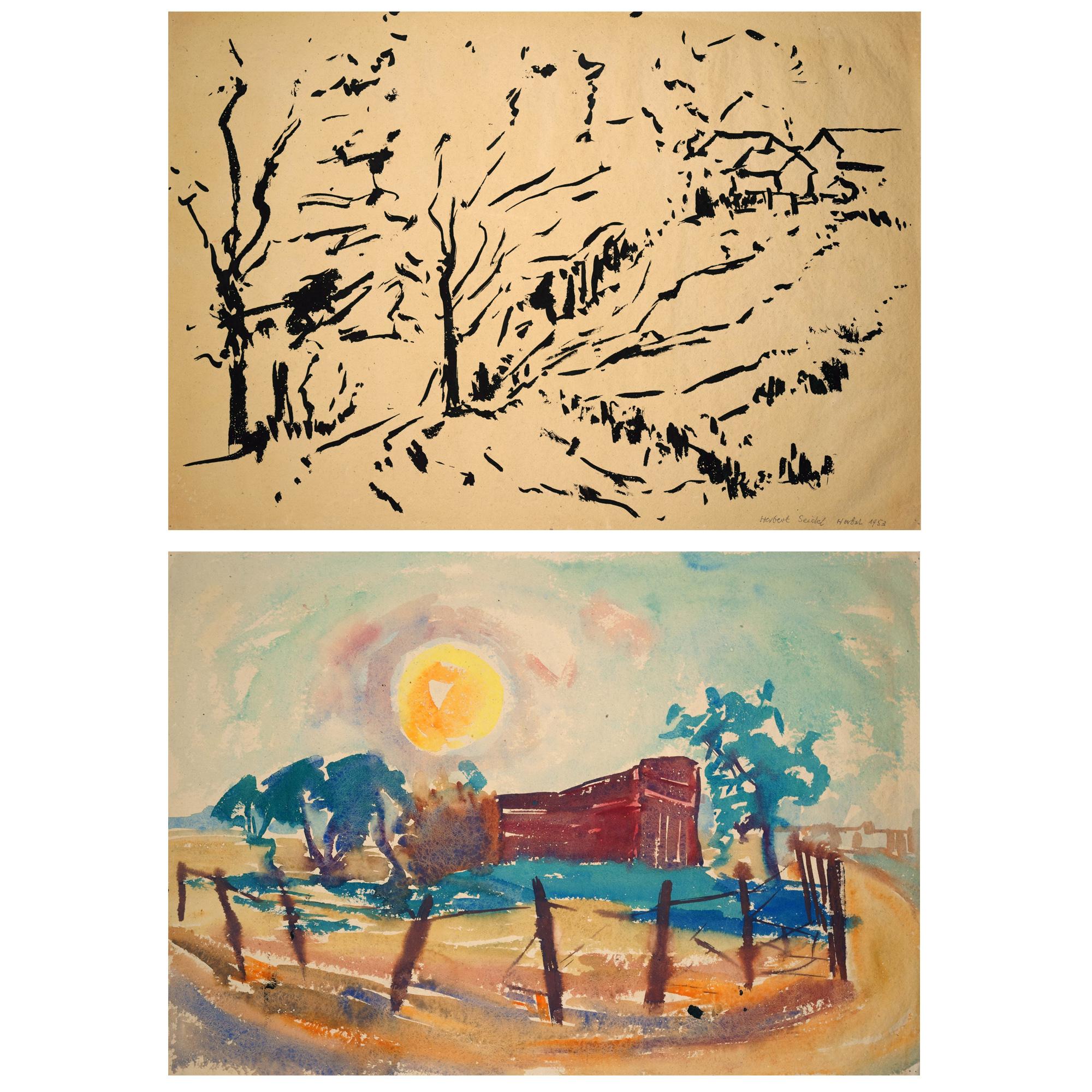 Paysage d'été au verso - Paysage imaginé -
