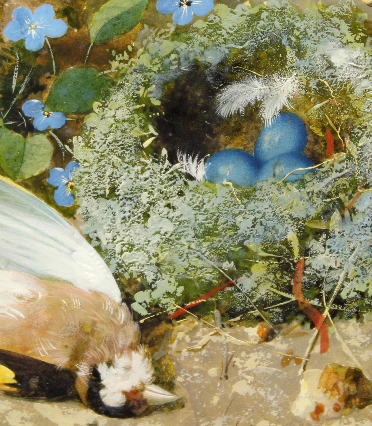 Still life with dead goldfinch - The mystic blue transcends death - - Art by William Cruickshank