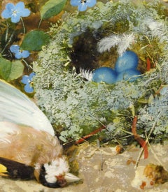 Still life with dead goldfinch - The mystic blue transcends death -
