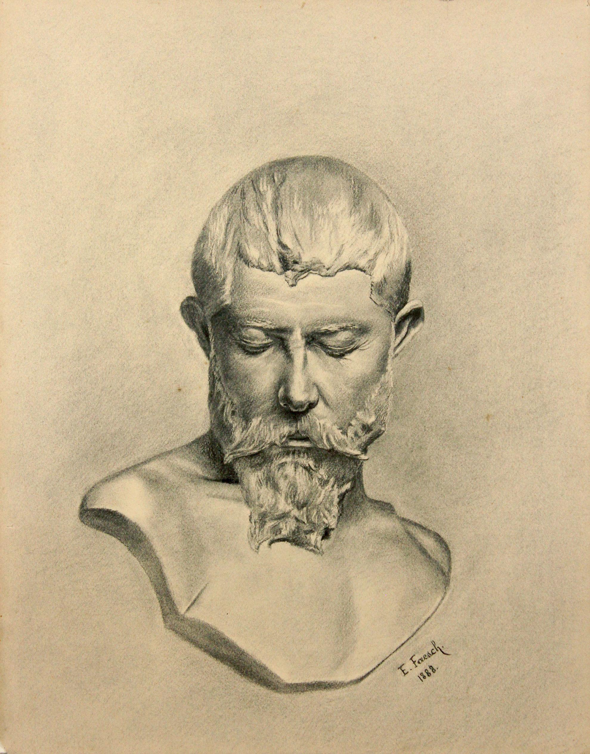 Sketch of a head - Carved in stone - - Art by Emil Faesch
