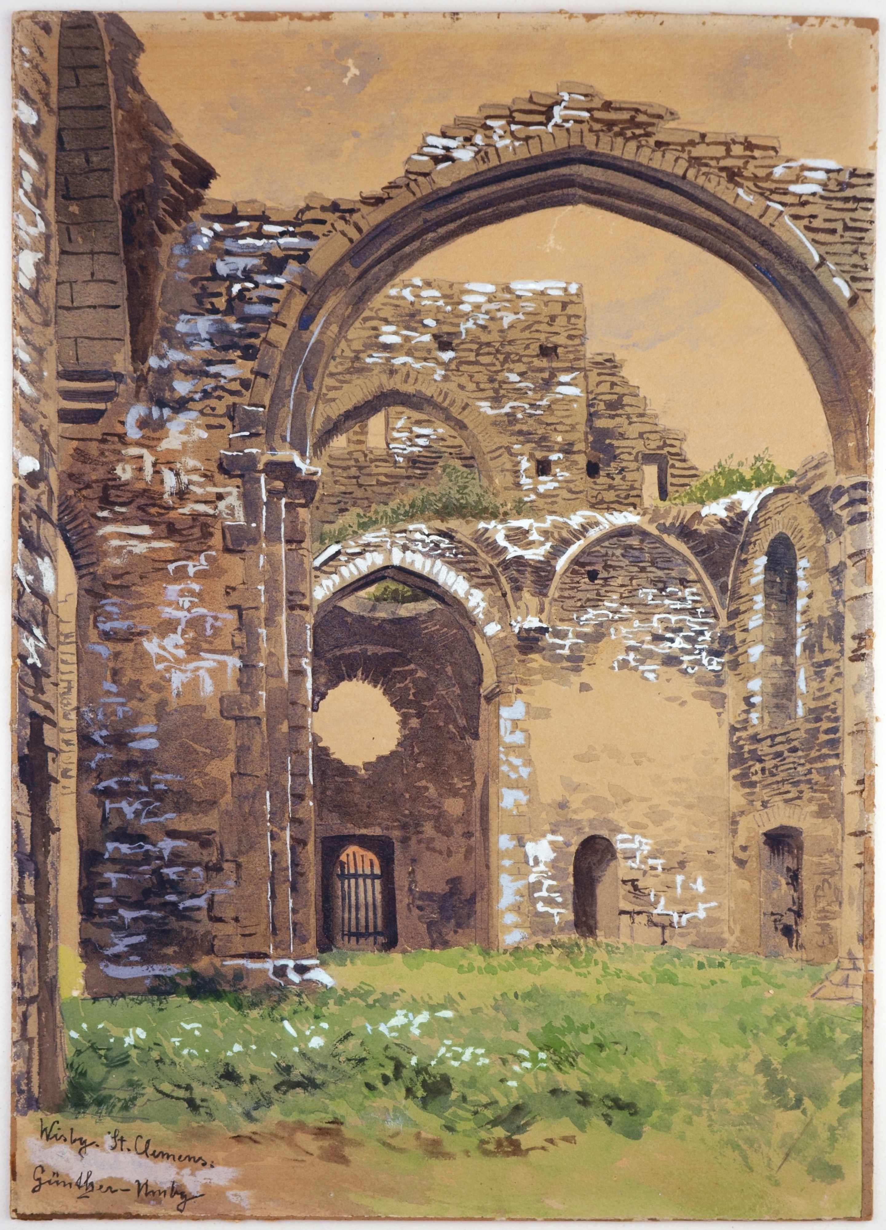 Otto Günther-Naumburg Landscape Art - The Ruins of St. Clement's Church in Visby, Sweden / - Real romanticism -