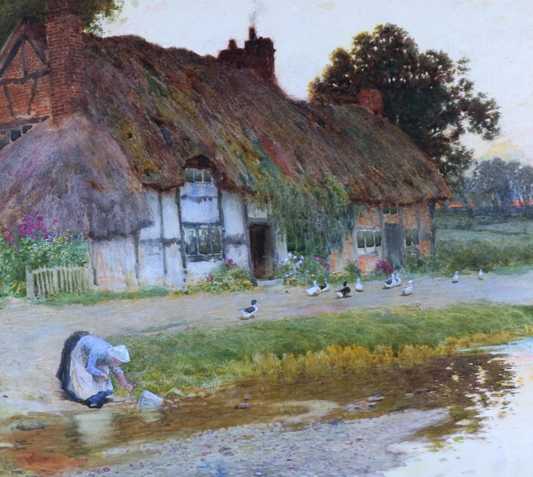 Evening Cottage Scene / - Somewhere in Nowhere - - Art by Arthur Claude Strachan