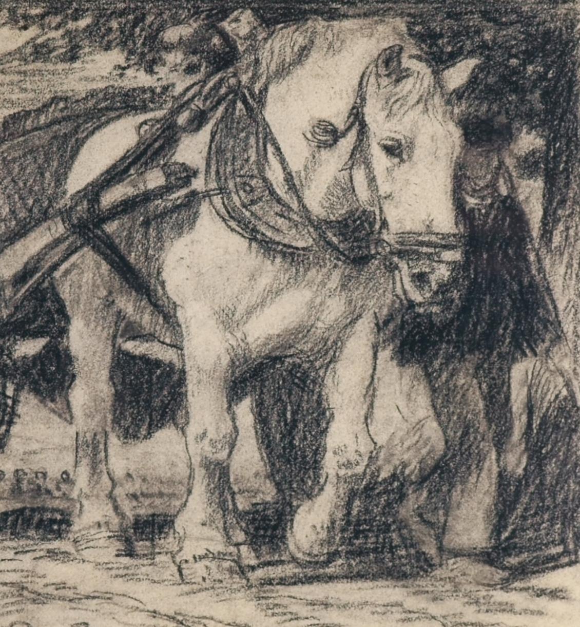 Draft Horse with Cart / - The Burden of Life - - Art by Julius Paul Junghanns