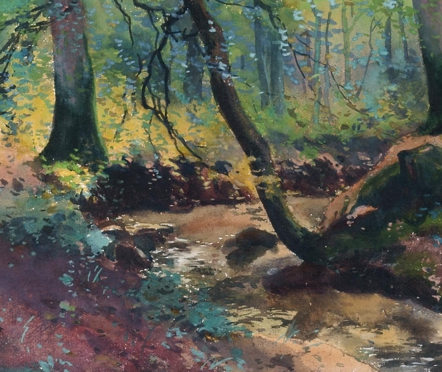 Paesaggio forestale estivo, 1915 / - La passeggiata nel bosco - Art di Stanislas Warnie