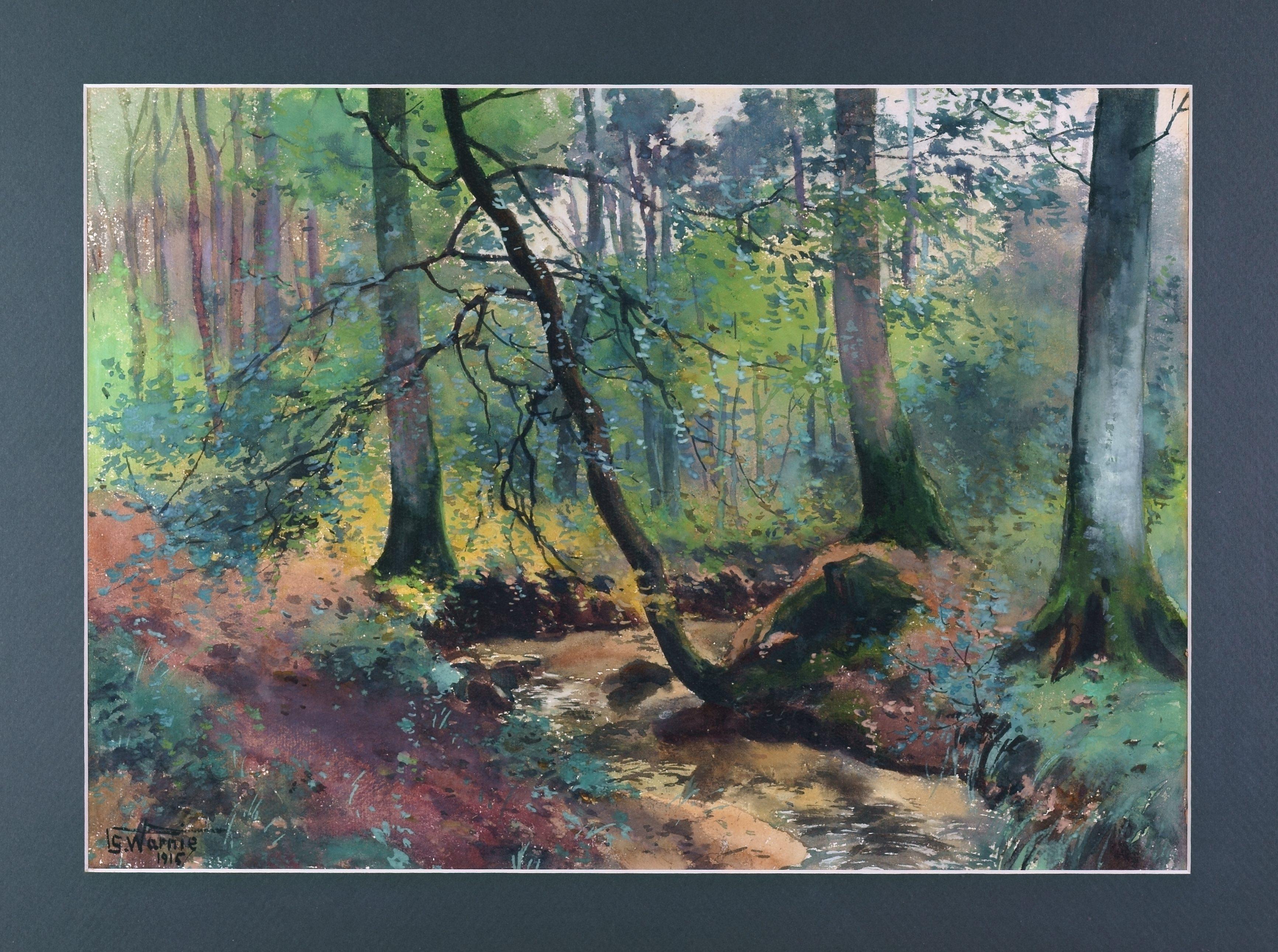 Paesaggio forestale estivo, 1915 / - La passeggiata nel bosco - Art Art Nouveau di Stanislas Warnie