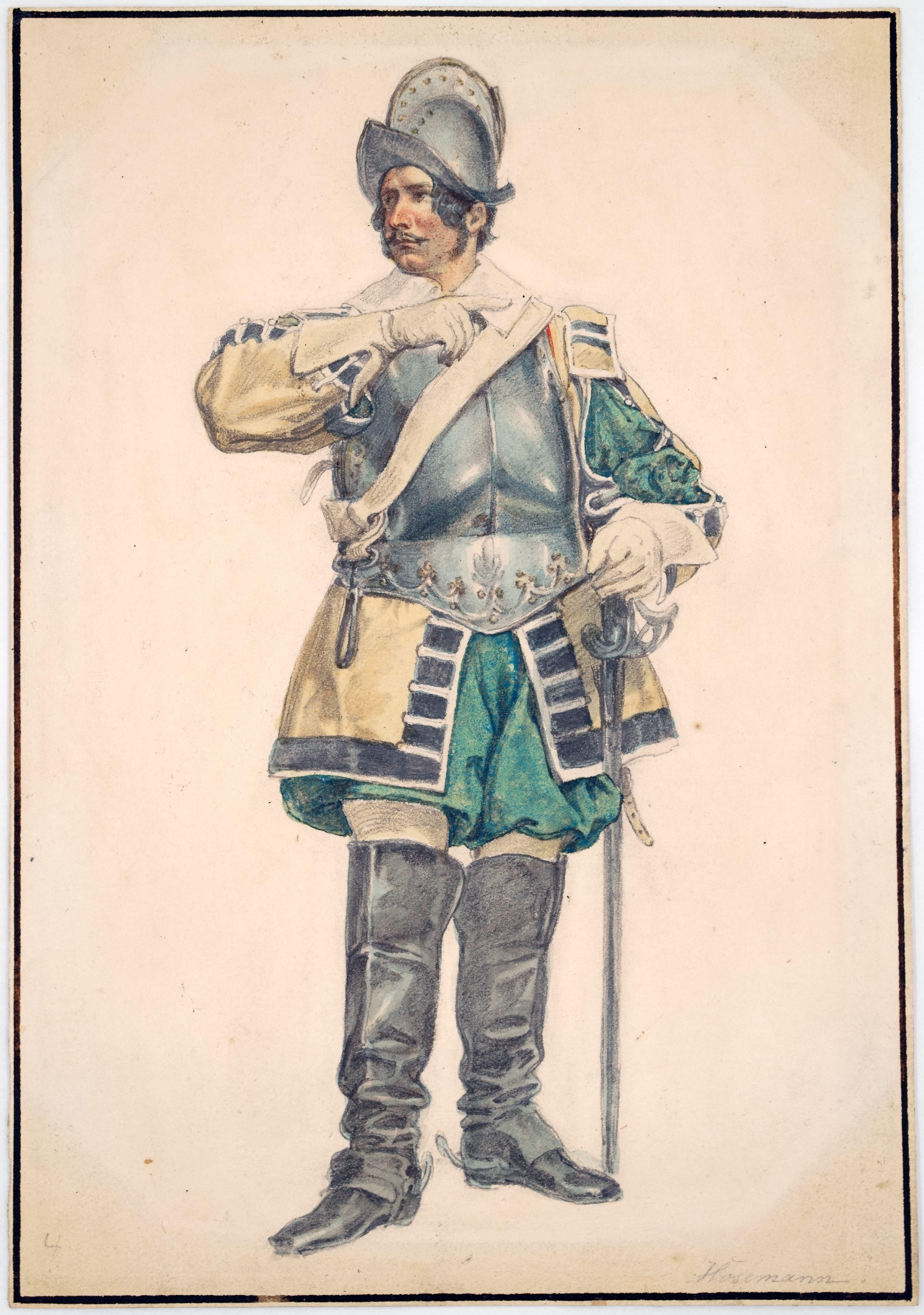 Theodor Hosemann Portrait – Der Schauspieler Karl Seydelmann, wahrscheinlich als Max Piccolomini / - Theatrical Realism -