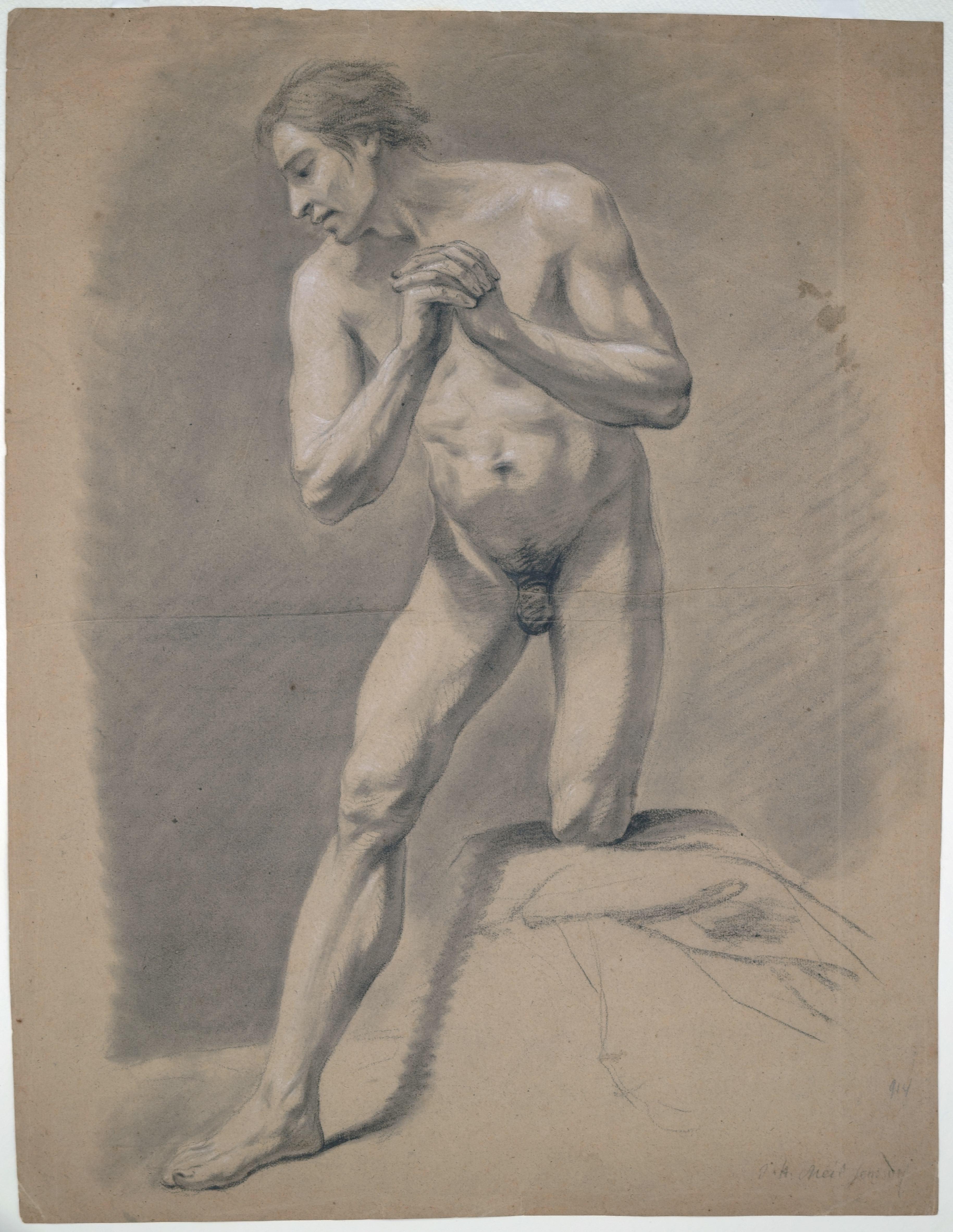 Nu masculin - The Drama of the Nude - Rococo Art par Johann Heinrich Meil