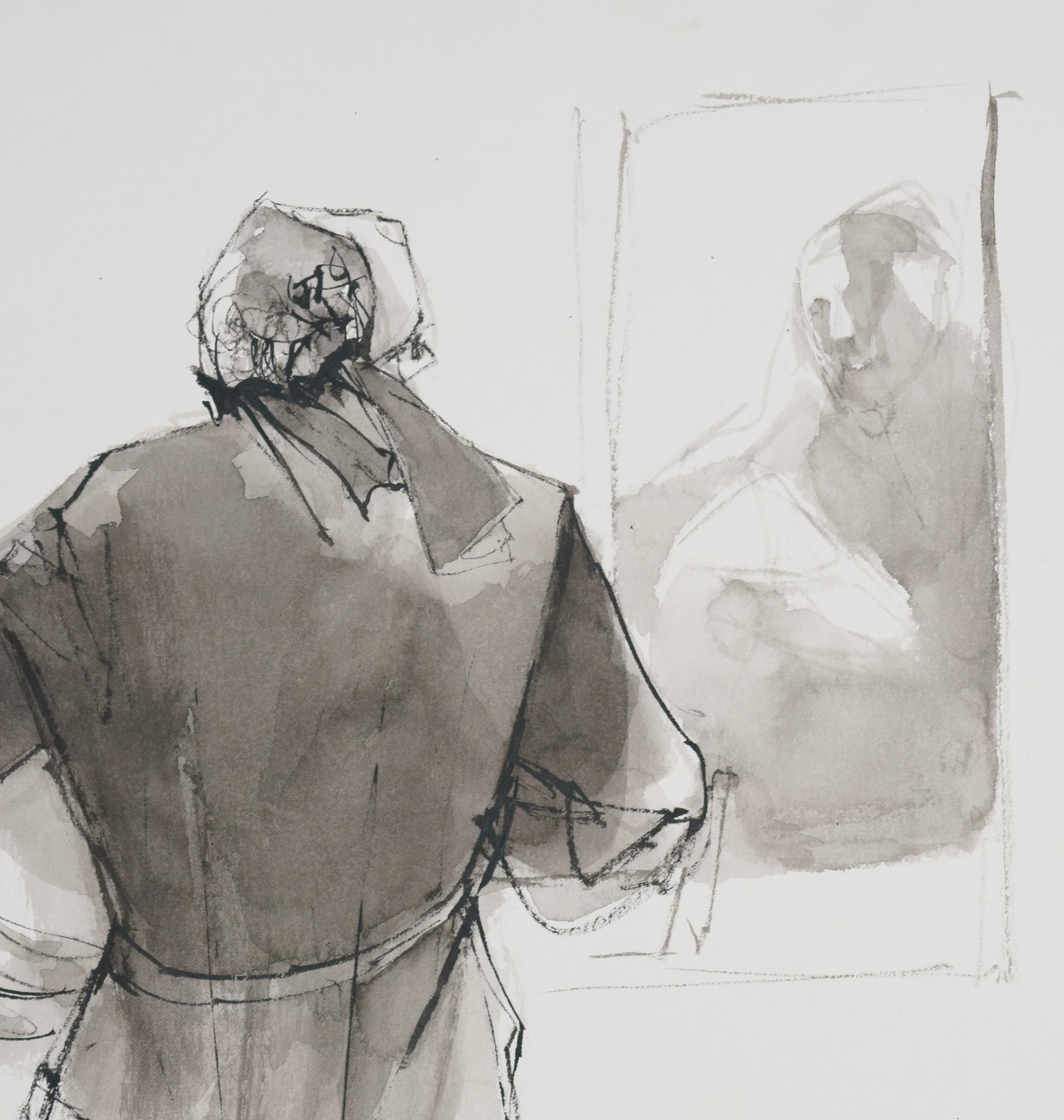 Old man in front of a mirror / - Diffusion - - Art by Ruth Schloss