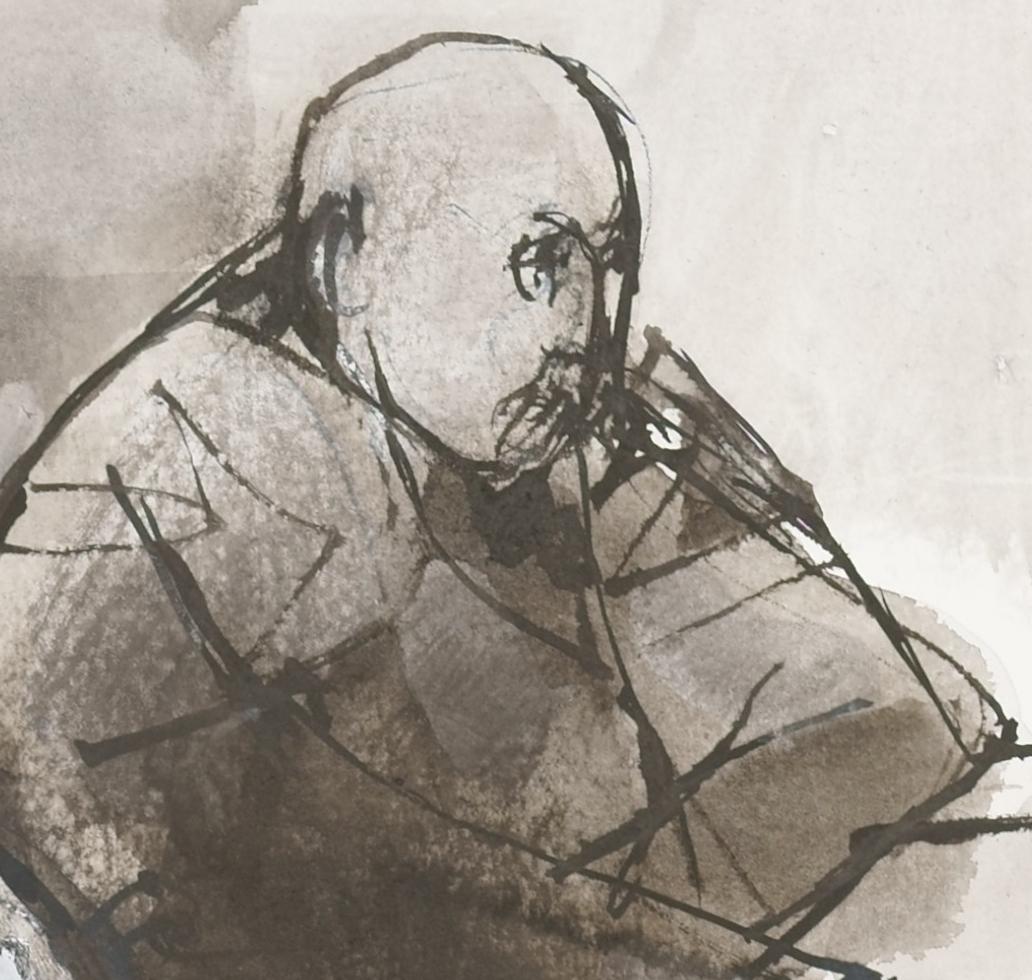 Two sitting old people / - Familiar Strangeness - - Gray Portrait by Ruth Schloss