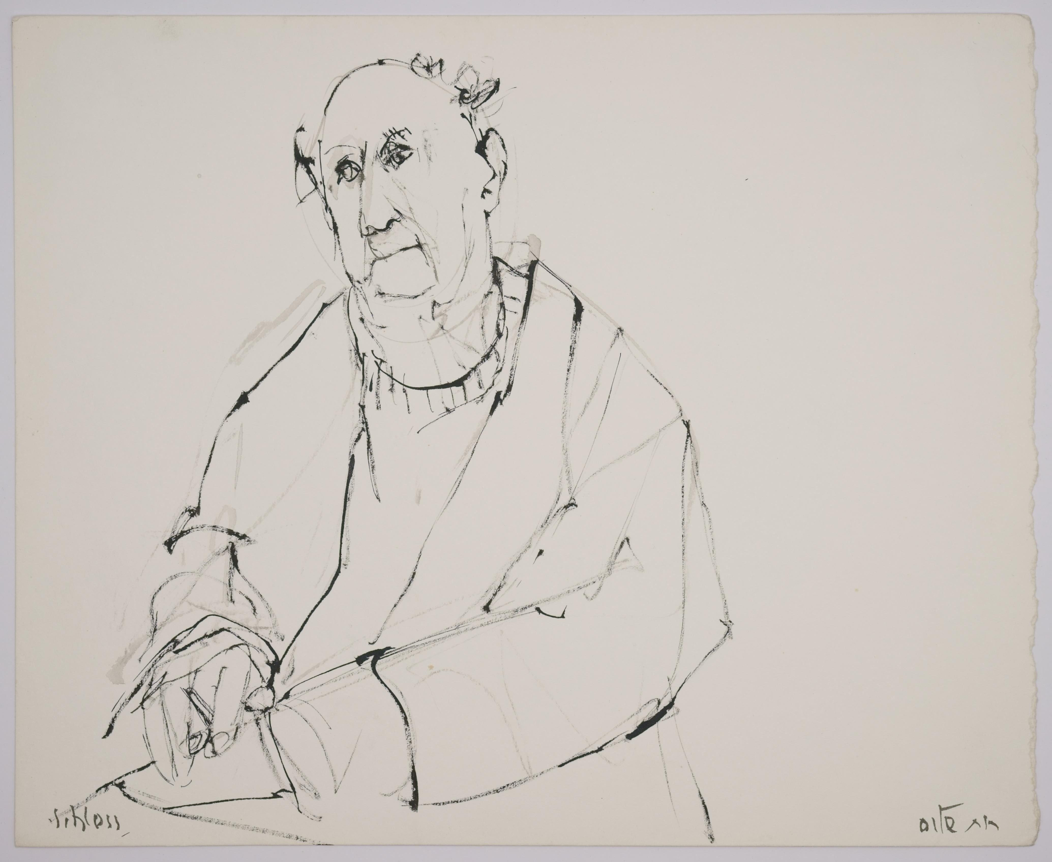 Contemplating old man / - The View into Life - - Gray Portrait by Ruth Schloss