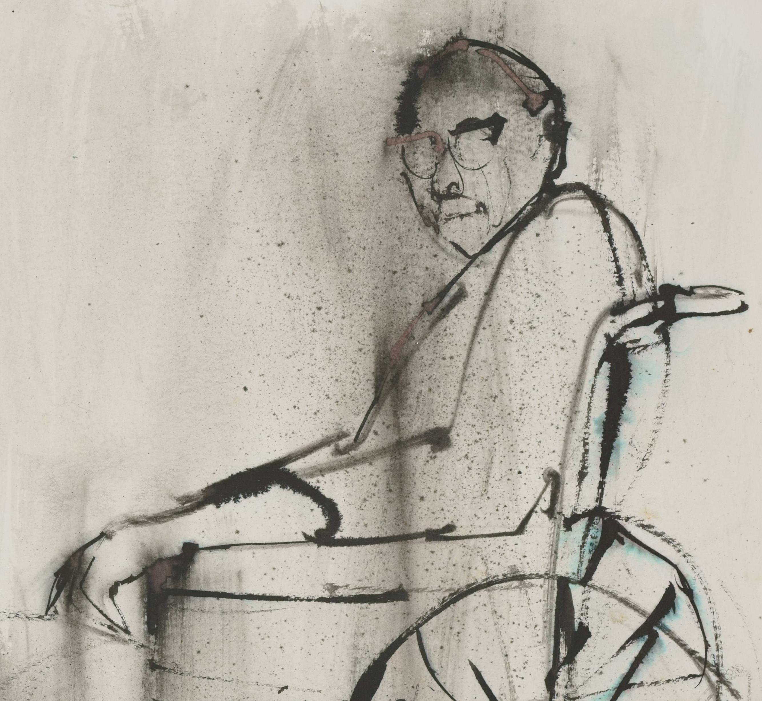 Man in a wheelchair / - Looking to the future - - Art by Ruth Schloss