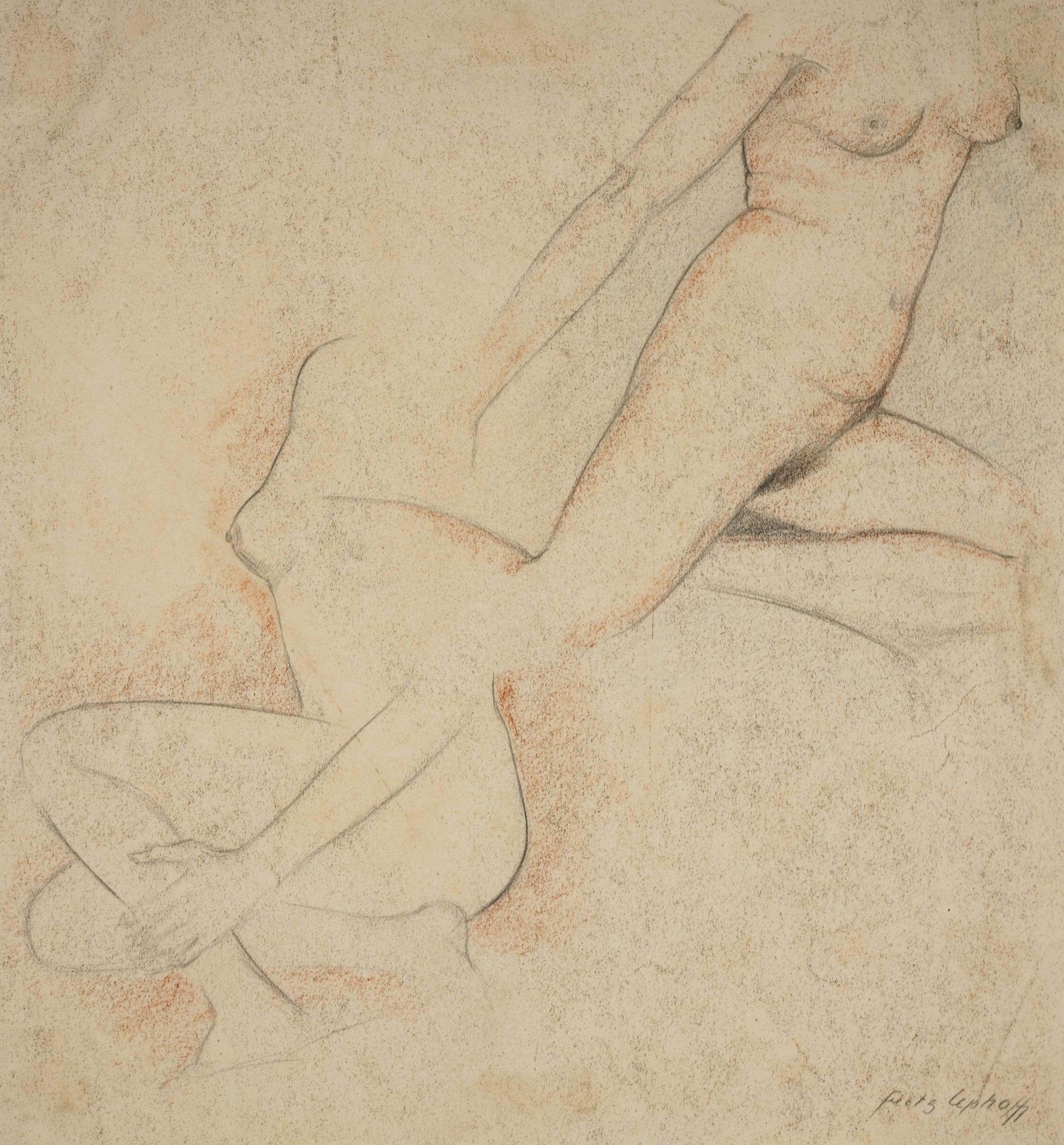 „Two Acts in Motion“, ca. 1930 / Art-déco-Akt eines Künstlers aus Worpswede