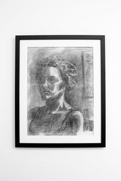 Framed Charcoal Drawing Portrait of a Woman