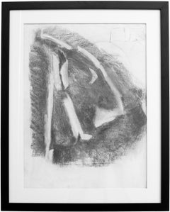 Abstract Form Figurative Charcoal Drawing on Paper Black Frame