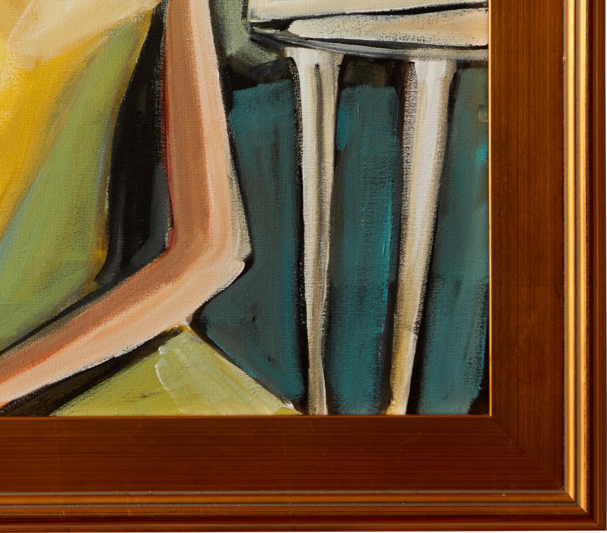 Woman with Fish by Stewart Ross Acrylic on Canvas Contemporary Cubist Portrait 5
