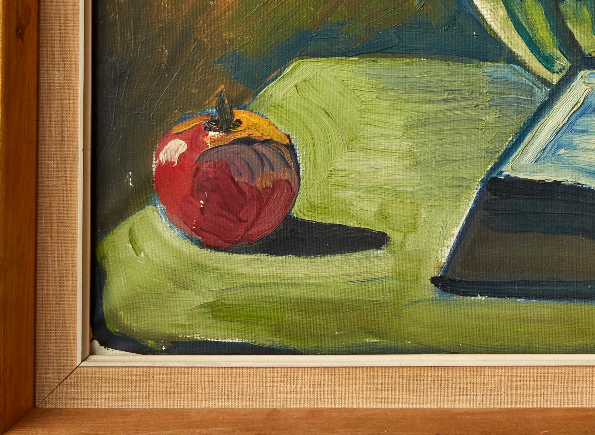 Flowers, Fruit and Book Still life by Eyvind Oleson 1967 Still Life Painting 5