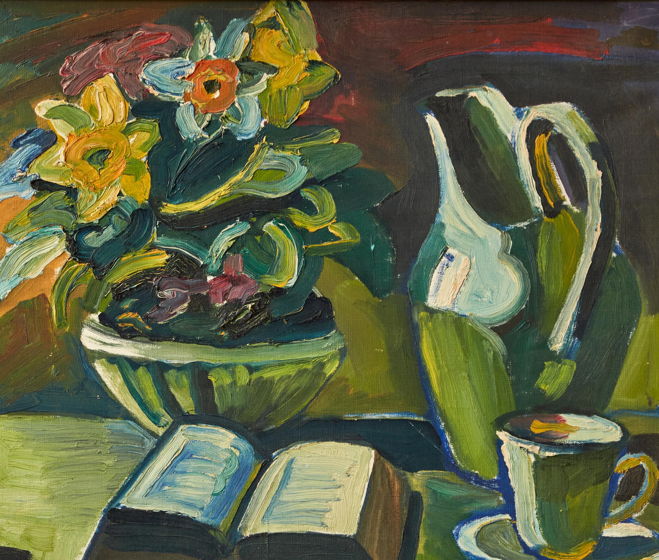 Flowers, Fruit and Book Still life by Eyvind Oleson 1967 Still Life Painting 3