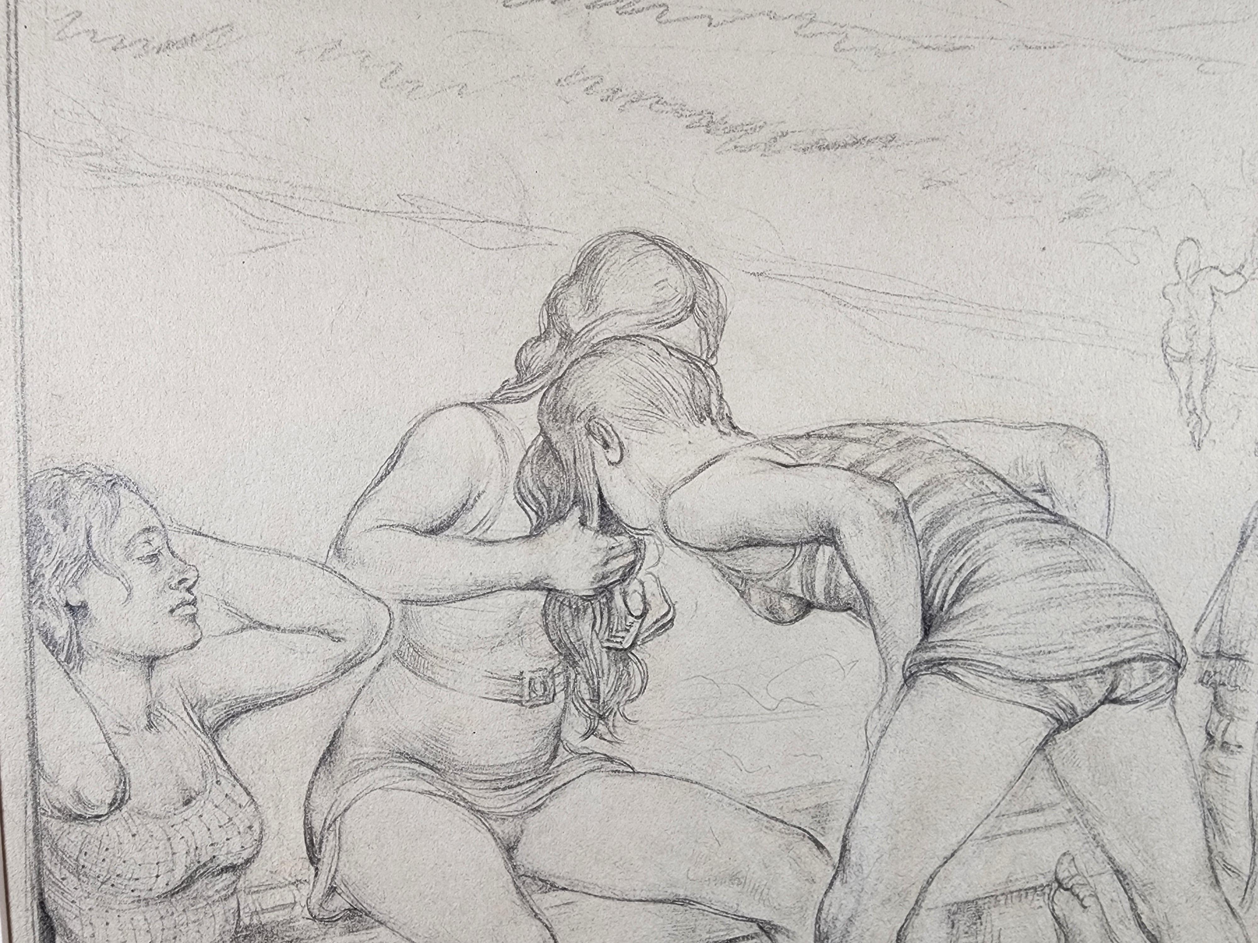 RGRFineArts is pleased to offer this fine pencil drawing of young people enjoing the beach by Carl Pickhardt done in the 1930s.
This picture illustrates the fine craftsmanship that Pickhardt was known for.
Initialed CP at lower right in the image.

