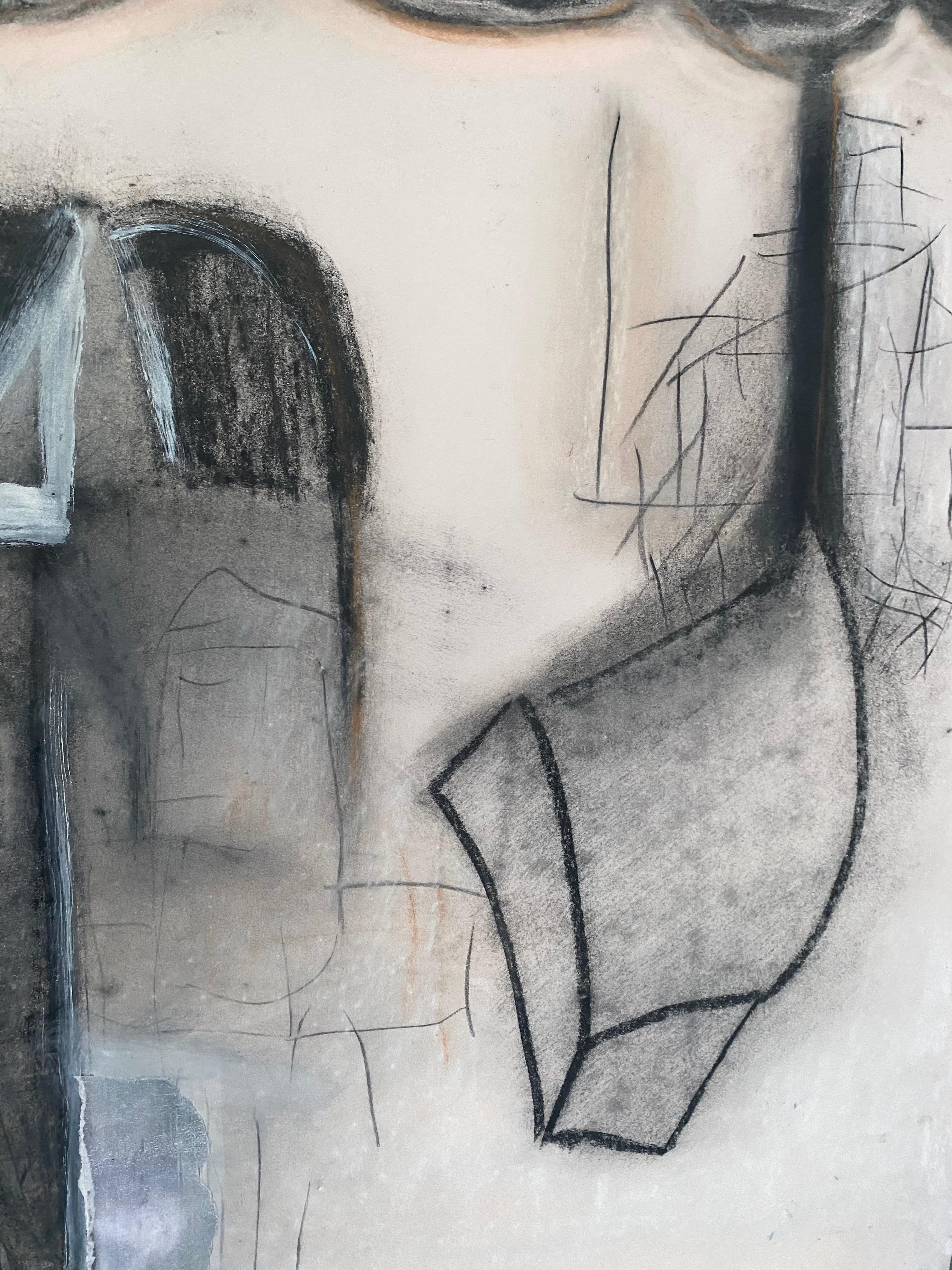 Responsible Elements - Gray Abstract Drawing by Pamela Holmes