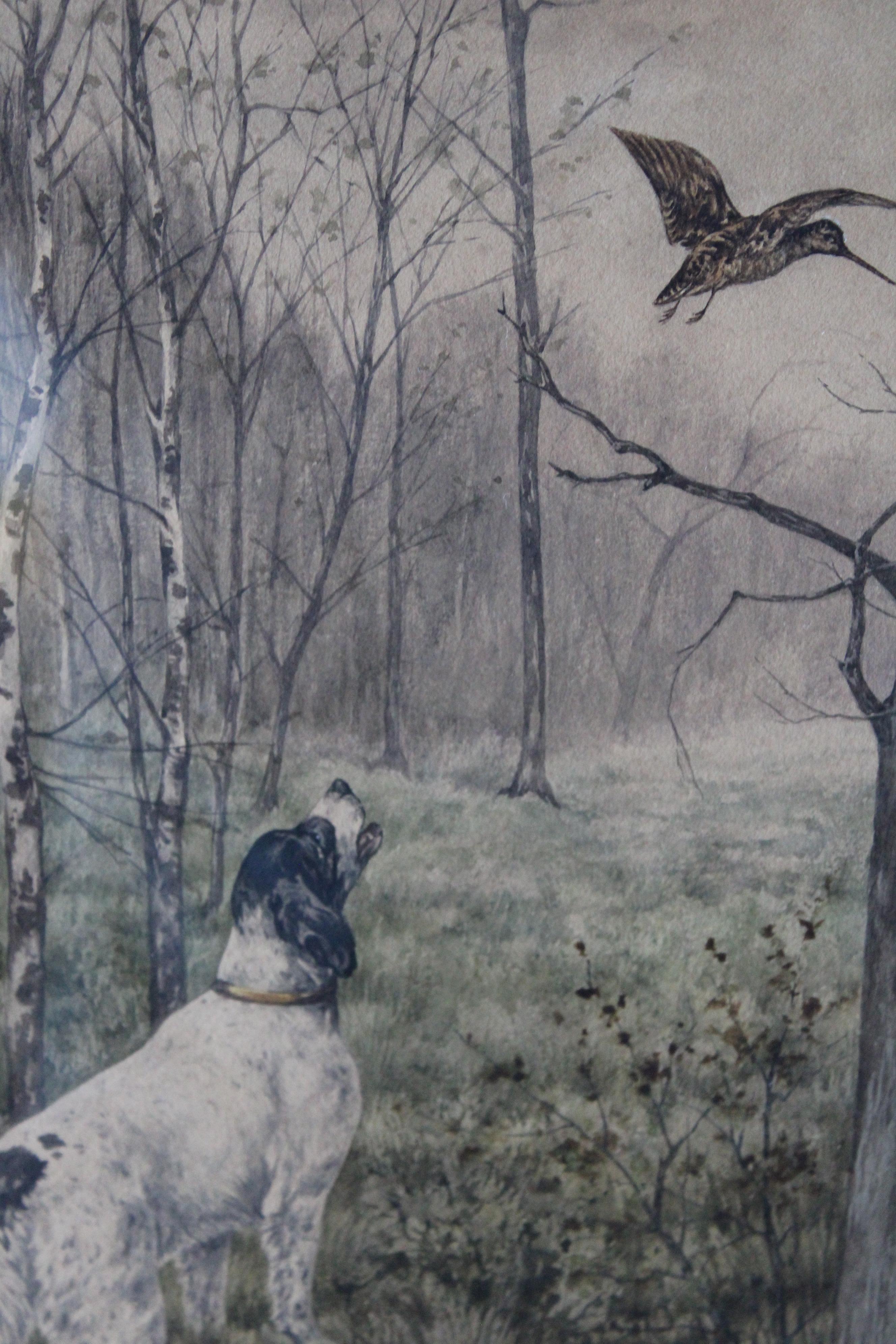 Ensemble de 2 peintures de chiens anciennes 19ème siècle peintures de chiens à l'aquarelle en vente 5
